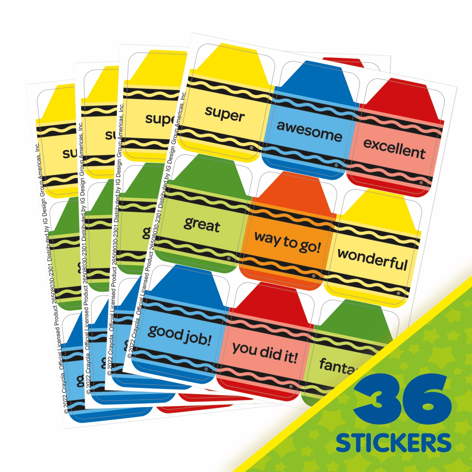 Crayola Giant Stickers, 1-5/16in x 1-3/4in, Multicolor, Pack Of 36 Stickers - Image 3