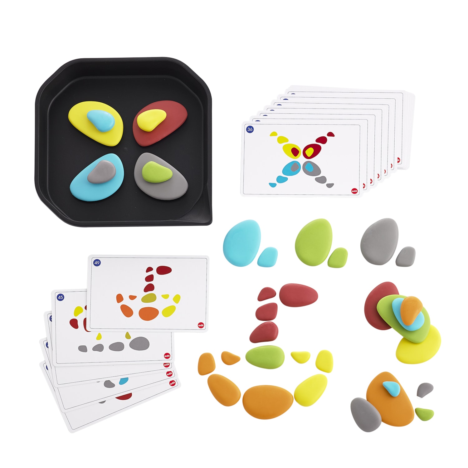 Edx Education Rainbow Pebbles FunPlay 62-Piece Activity Set, Assorted Colors - Image 6