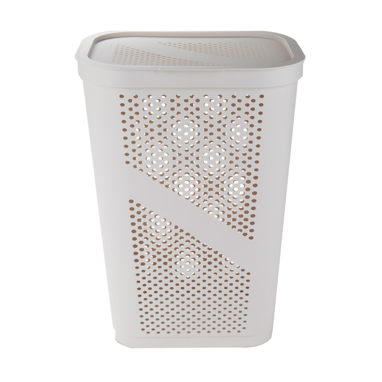 Mind Reader 60L Laundry Hamper Clothes Basket with Lid, 23-1/2inH x 13-3/4inW x 17-1/4inL, Ivory - Image 6