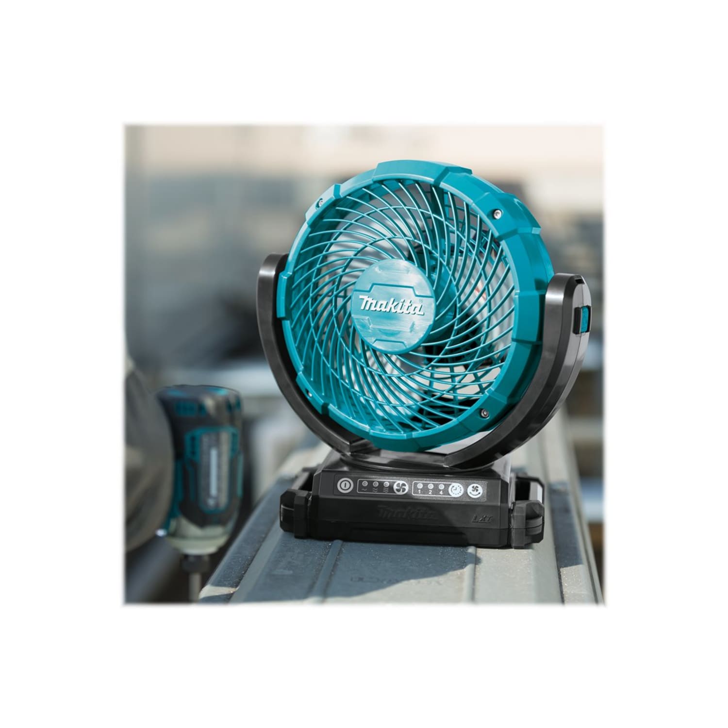 Makita USA LXT 7-1/8in 3-Speed 18V Lithium-Ion Cordless Fan, 19-3/8inH x 10-5/8inW x 5-7/8inD, Makita Blue - Image 4