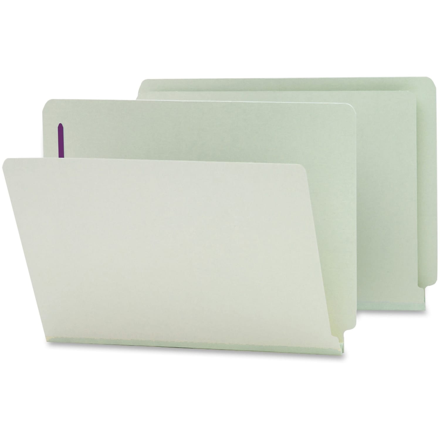 Smead Pressboard End-Tab Folders With SafeSHIELD Fastener, Straight Cut, 1in Expansion, Letter Size, Gray/Green, Pack Of 25 - Image 5