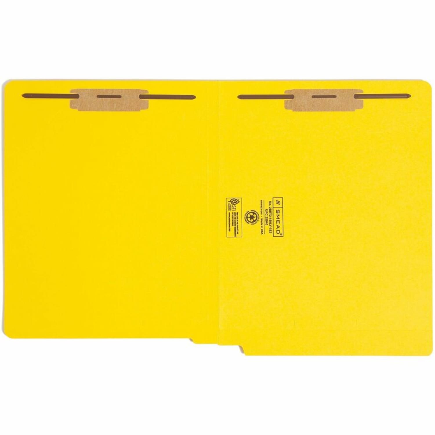Smead Color End-Tab Folders With Fasteners, Straight Cut, Letter Size, Yellow, Pack Of 50 - Image 6