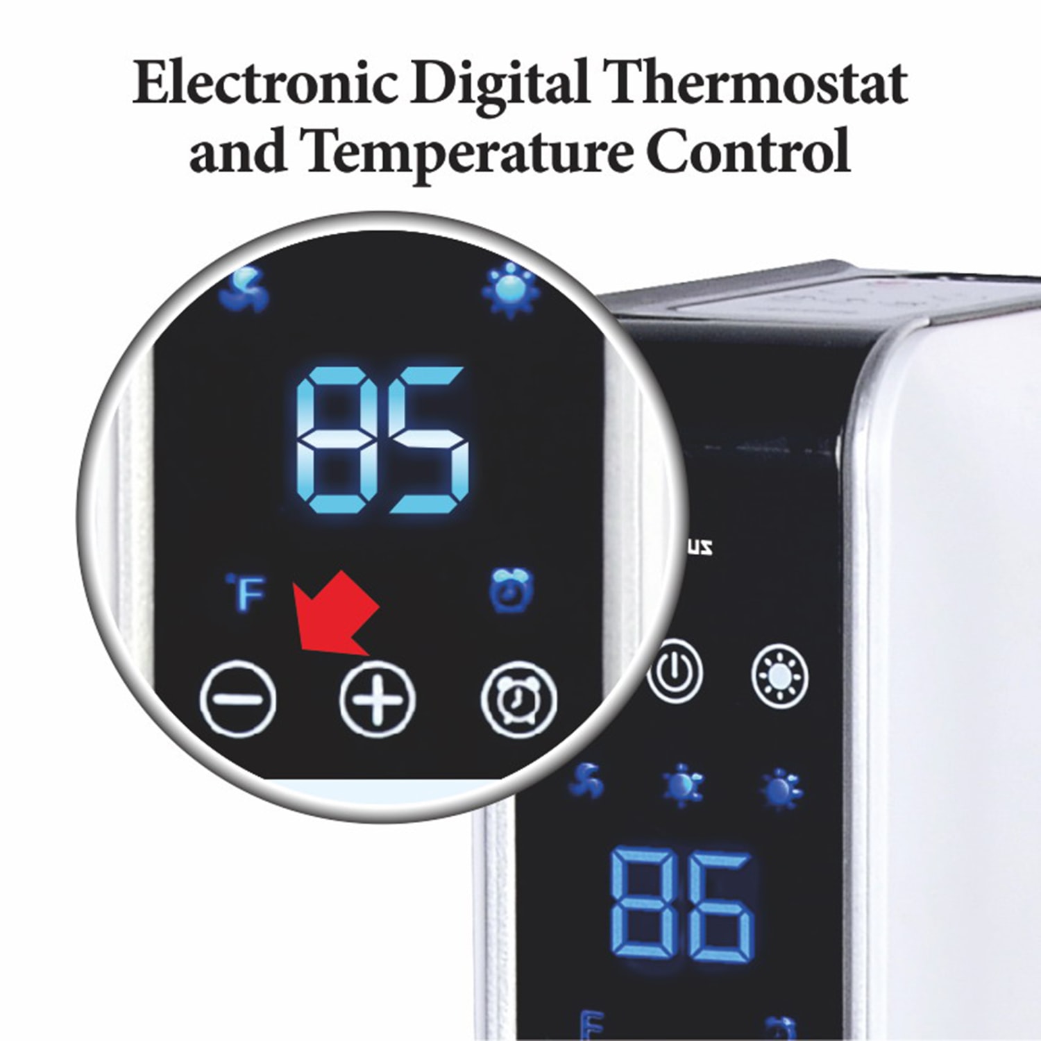 Optimus 1500-Watt Oscillating Tower Heater With Digital Temperature Control, 30in x 9in - Image 3