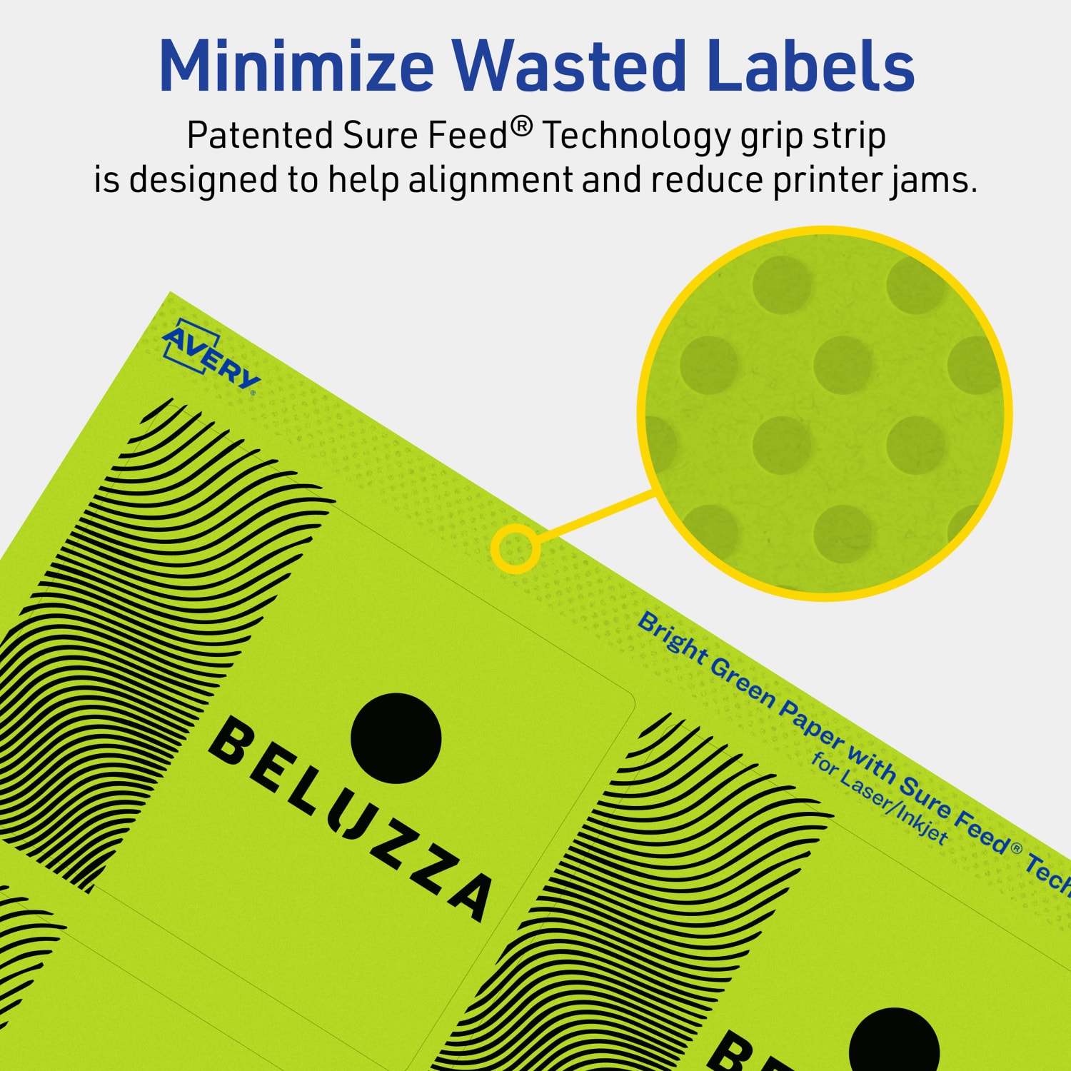 Avery Print-To-The-Edge Labels With Sure Feed Technology And Easy Peel, 94248-BGP80, Rectangle, 3in x 3-3/4in, Matte Bright Green, Pack of 480 - Image 5