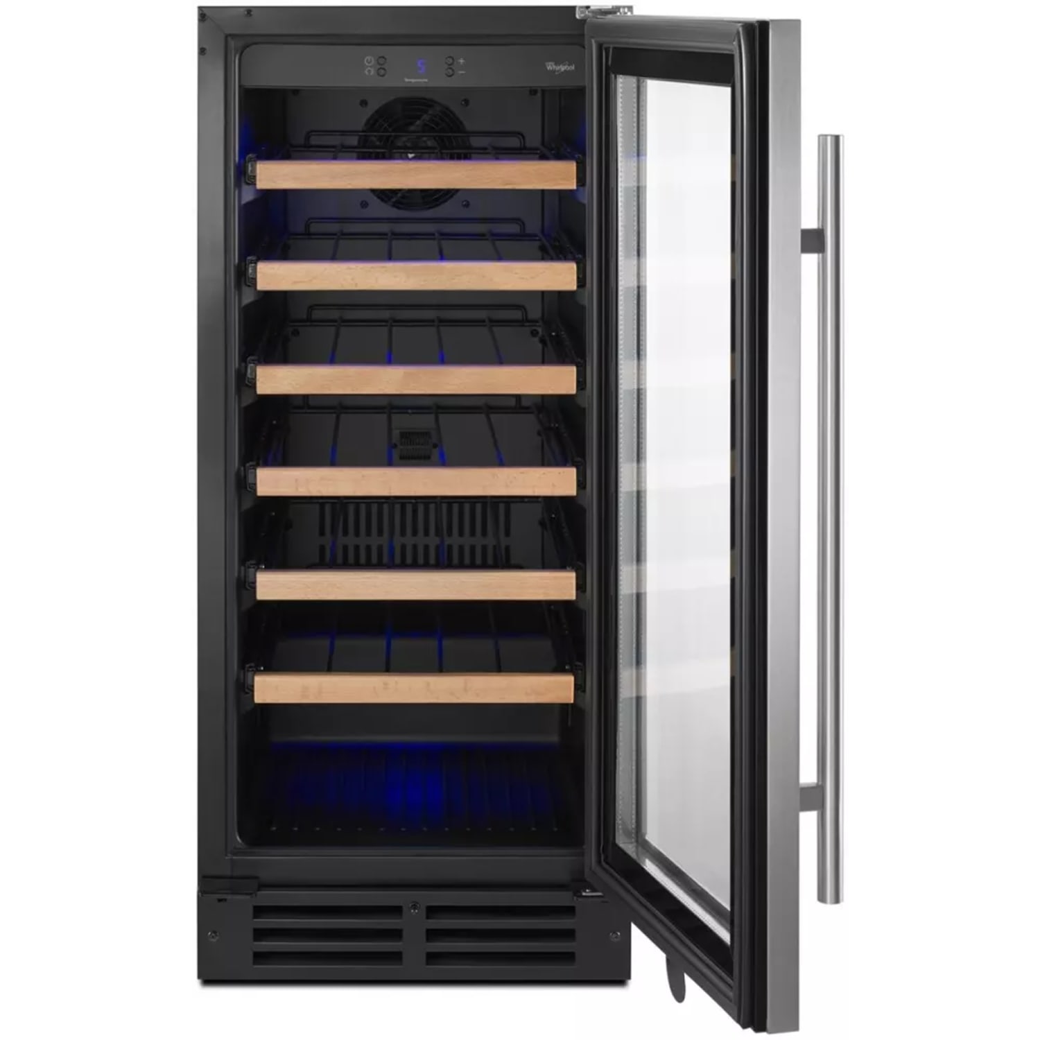 Whirlpool 7.6 Cu. Ft. Undercounter Wine Cellar Refrigerator With Towel Handle Bar, Silver - Image 3