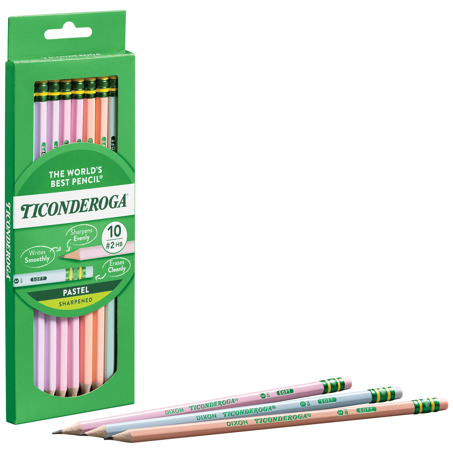 Ticonderoga Presharpened Wooden Pencils, #2/Soft, Assorted Pastel Colors, 10 Pencils Per Pack, Set Of 6 Packs - Image 3