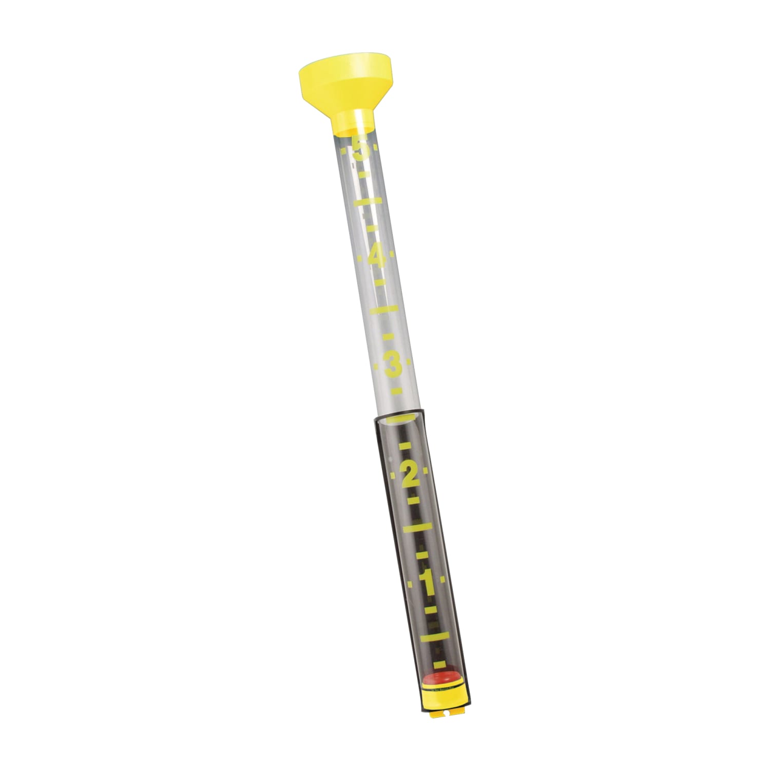 Taylor Precision Products 5in-Capacity Jumbo Rain Gauge, 26-13/16inH x 3-3/4inW x 3-3/4inD, Yellow