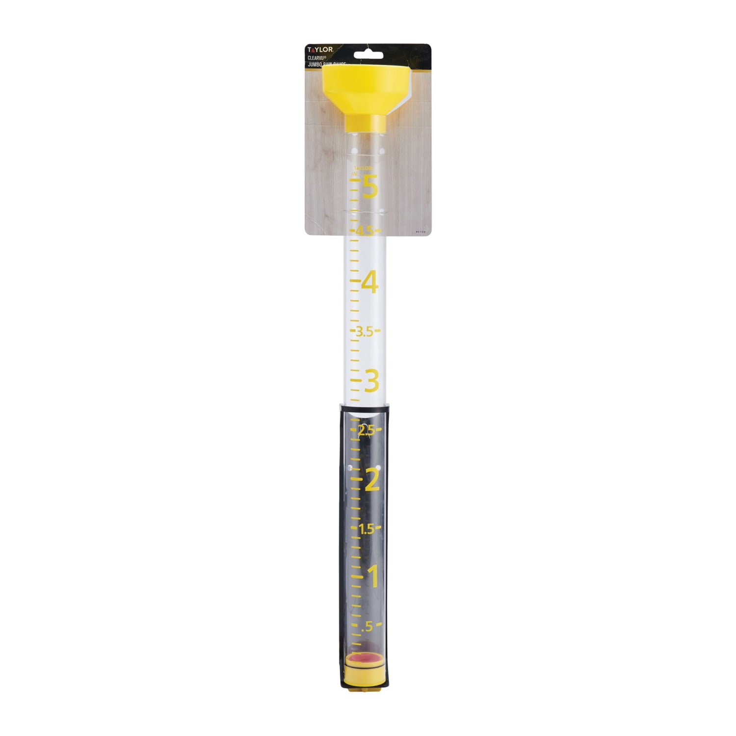 Taylor Precision Products 5in-Capacity Jumbo Rain Gauge, 26-13/16inH x 3-3/4inW x 3-3/4inD, Yellow - Image 4