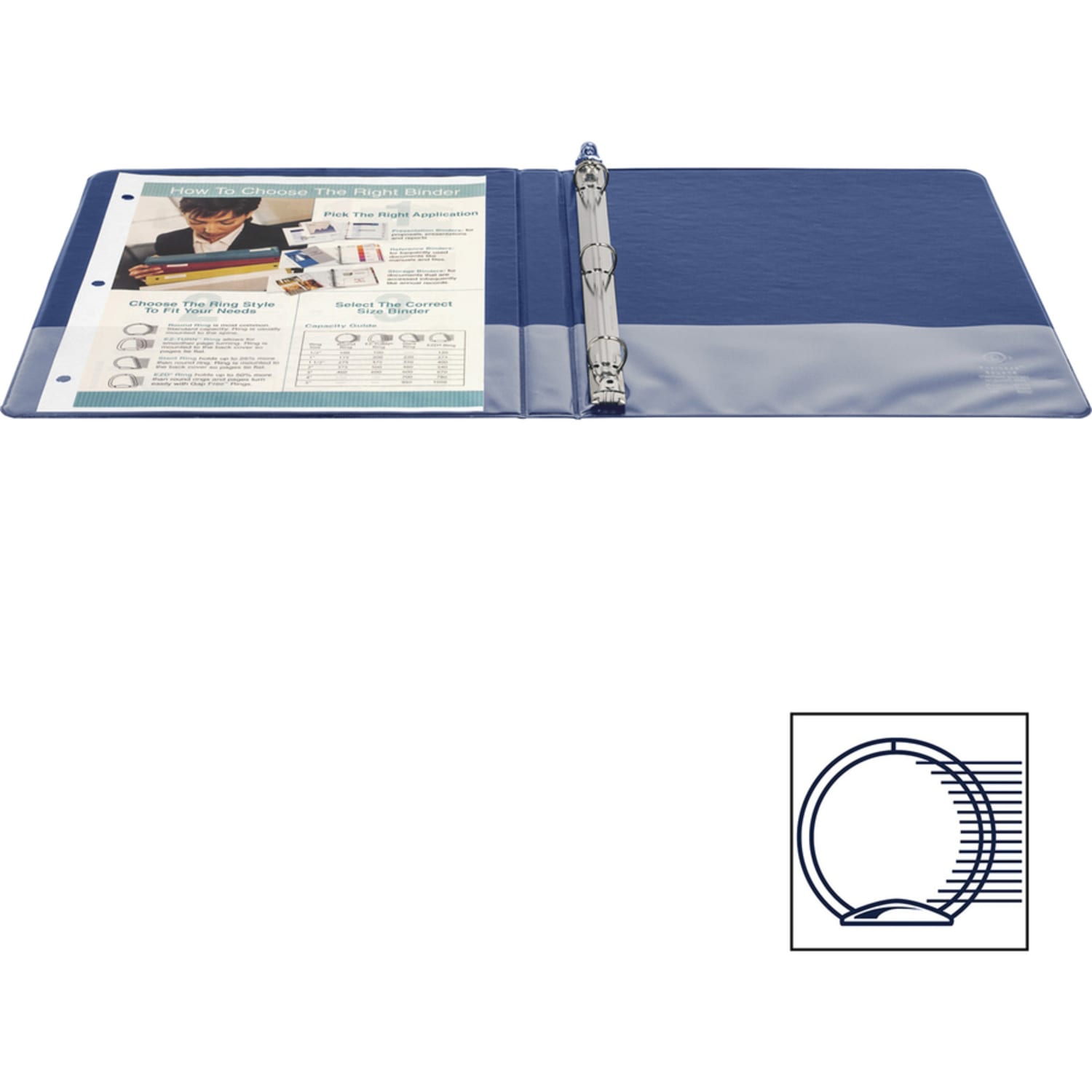 Business Source Basic Round Ring Binders, 1/2in Ring, 8 1/2in x 11in, Dark Blue, Pack Of 4 - Image 5