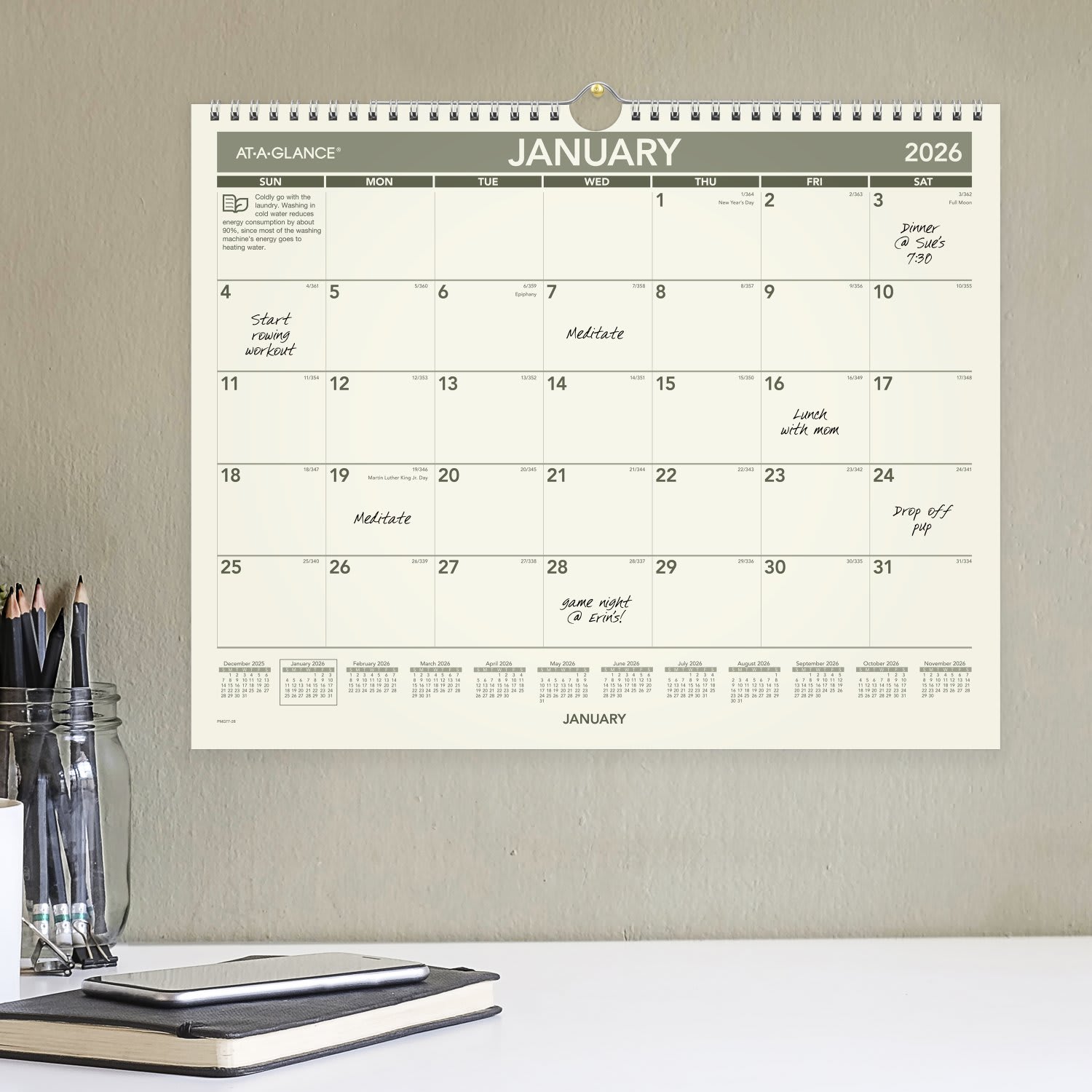 AT-A-GLANCE 2026 Recycled Monthly Wall Calendar, Medium, 15in x 12in - Image 3