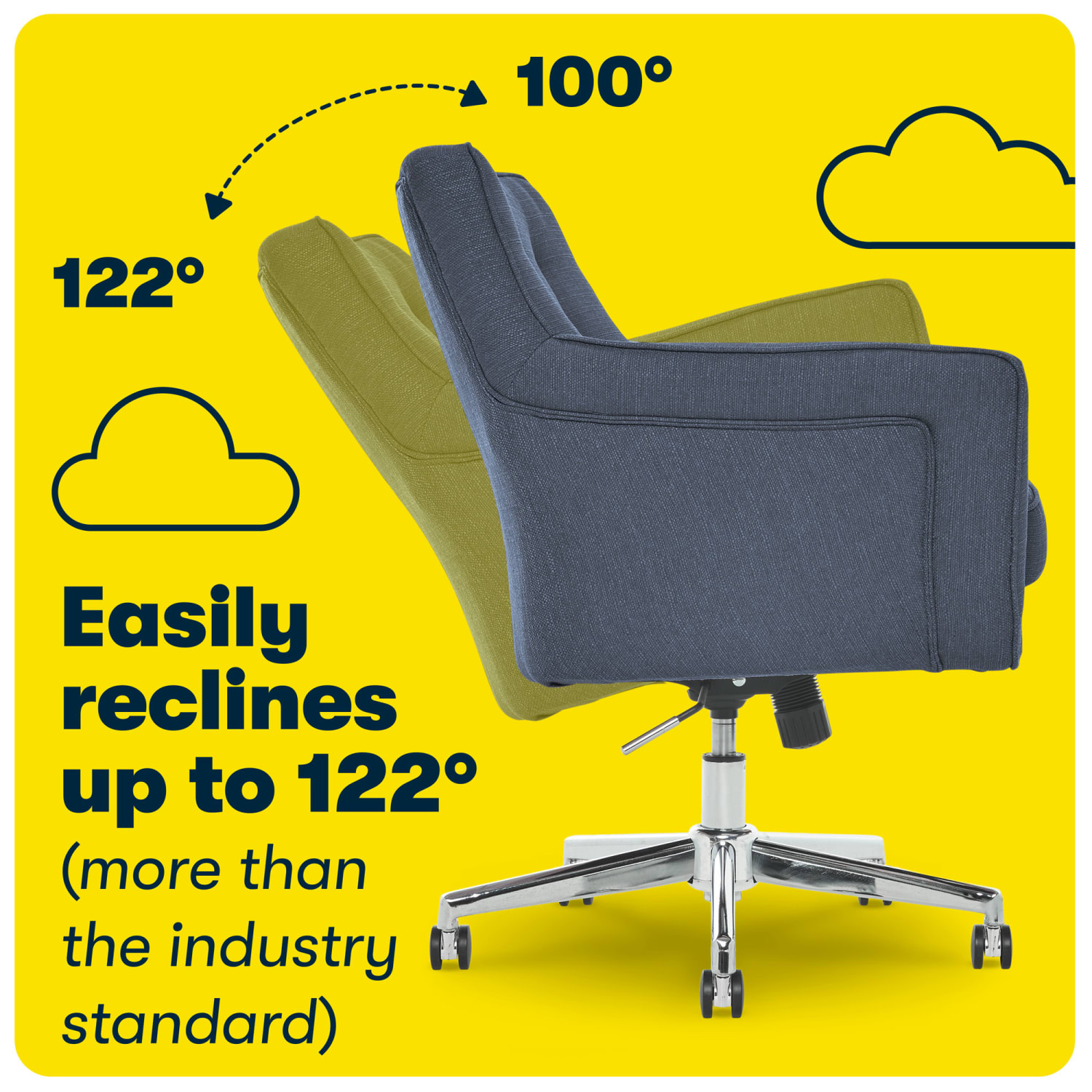 Serta® Ashland Home Mid-Back Office Chair, Twill Fabric, Blue/Chrome - Image 7