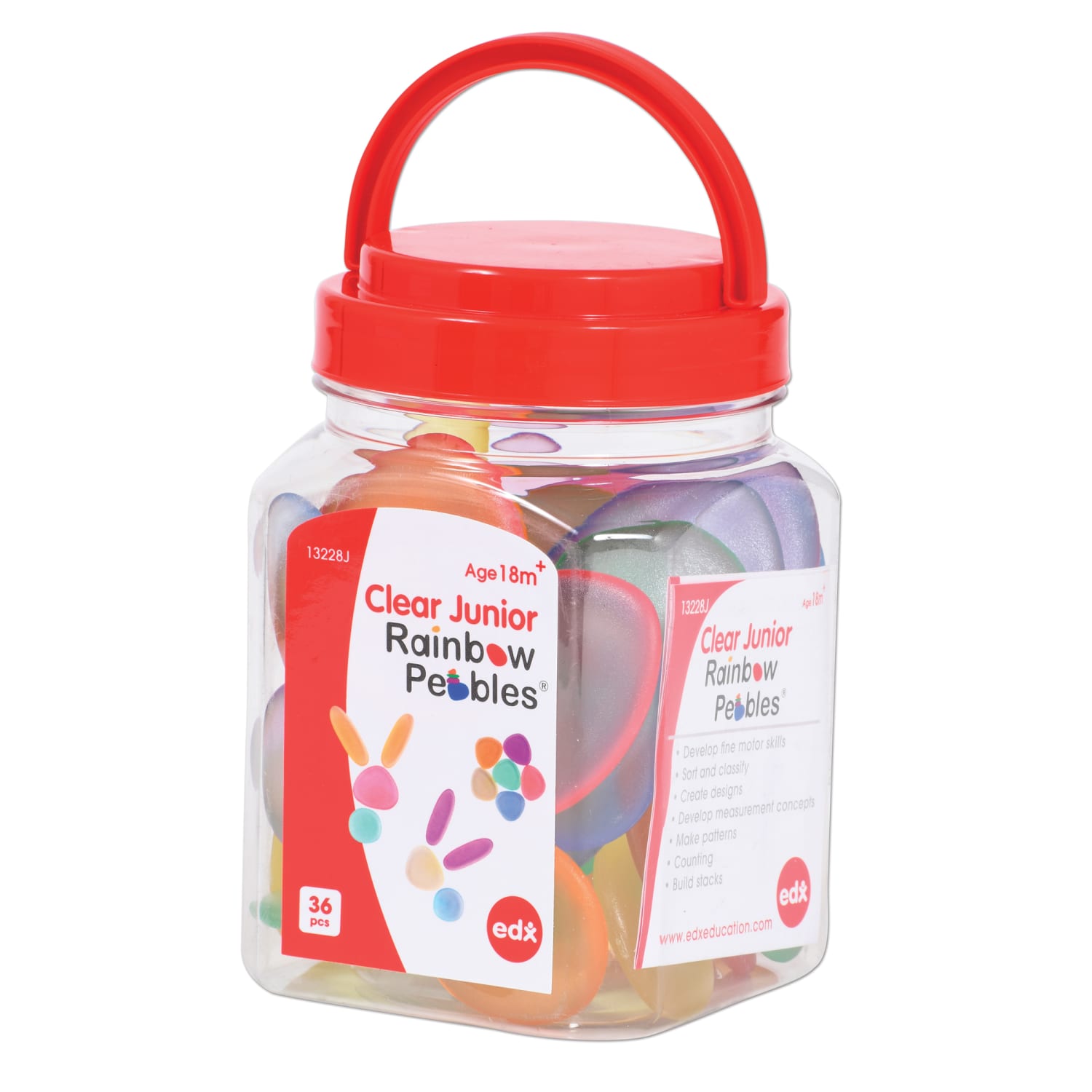 Edx Education Junior Rainbow Pebbles, Transparent, Set Of 36 Pebbles - Image 3