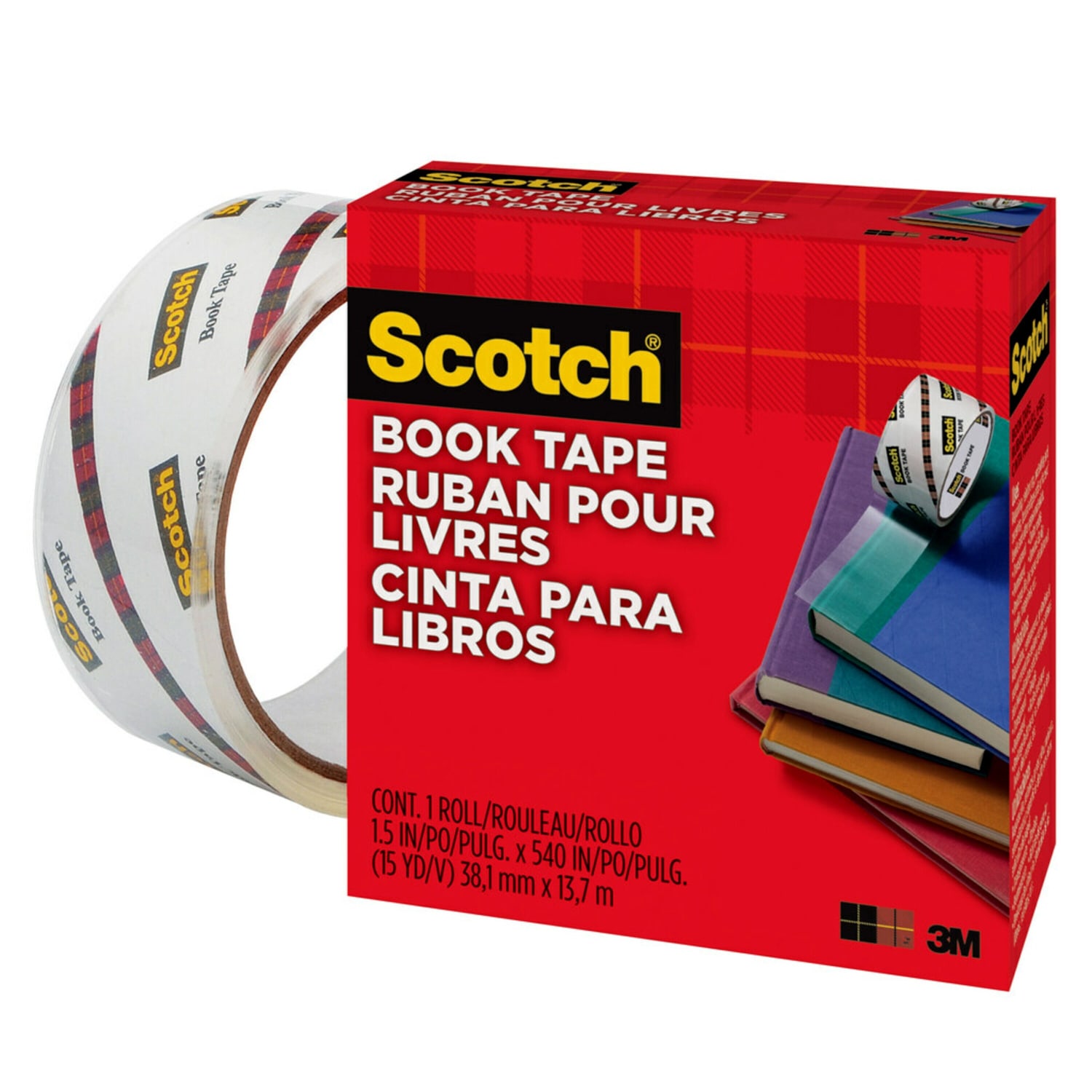 Scotch Book Tape, 1-1/2 in x 540 in, 1 Tape Roll, Clear, Home Office and School Supplies - Image 6