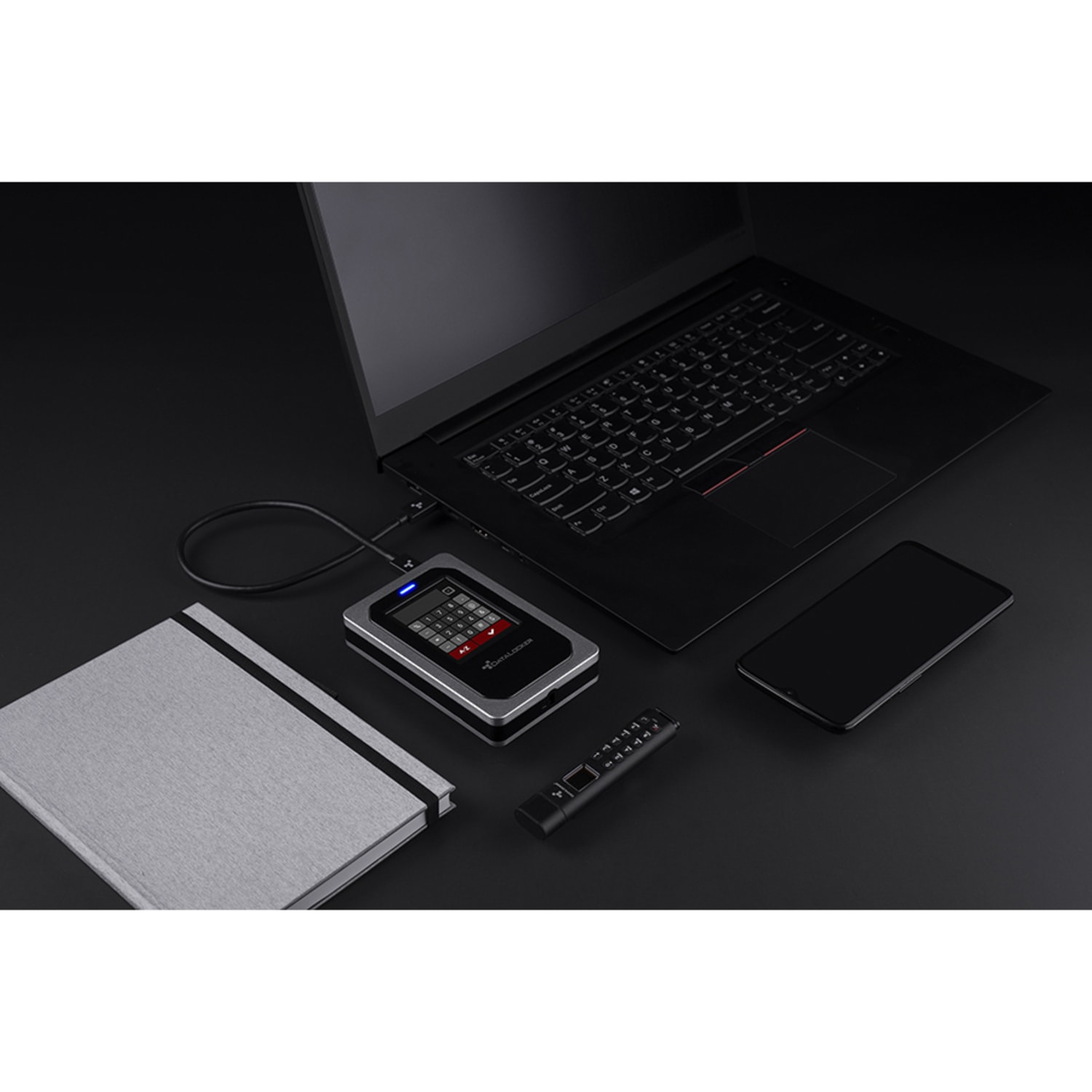 DataLocker DL4 FE 500 GB Portable Hard Drive - External - TAA Compliant - USB 3.2 Type C - 256-bit Encryption Standard - 3 Year Warranty - Image 3