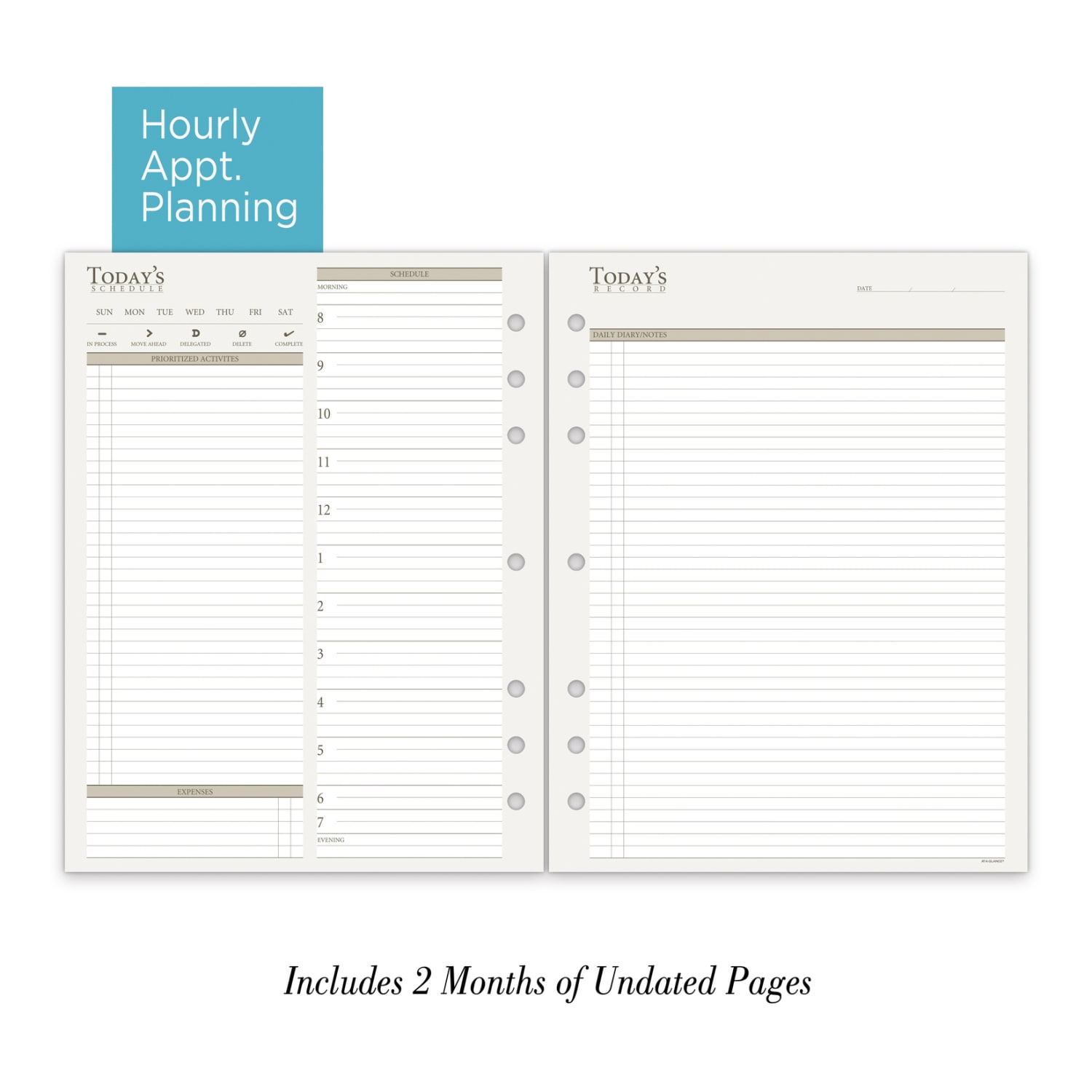 AT-A-GLANCE 2-Month Daily Planner Calendar Refill, 8-1/2in x 11in, White, 038-2 - Image 3