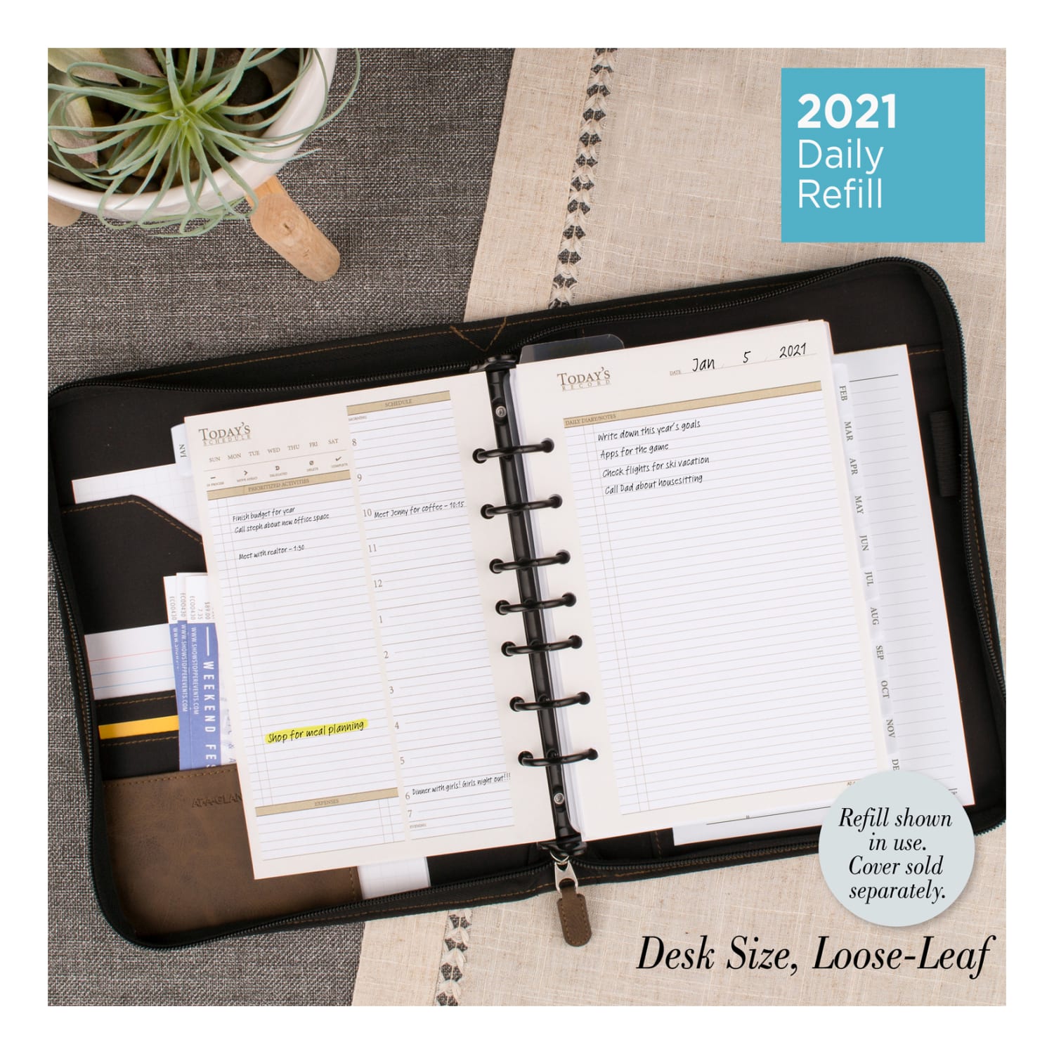 AT-A-GLANCE 2-Month Daily Planner Calendar Refill, 8-1/2in x 5-1/2in, White, Undated, 031-2 - Image 3