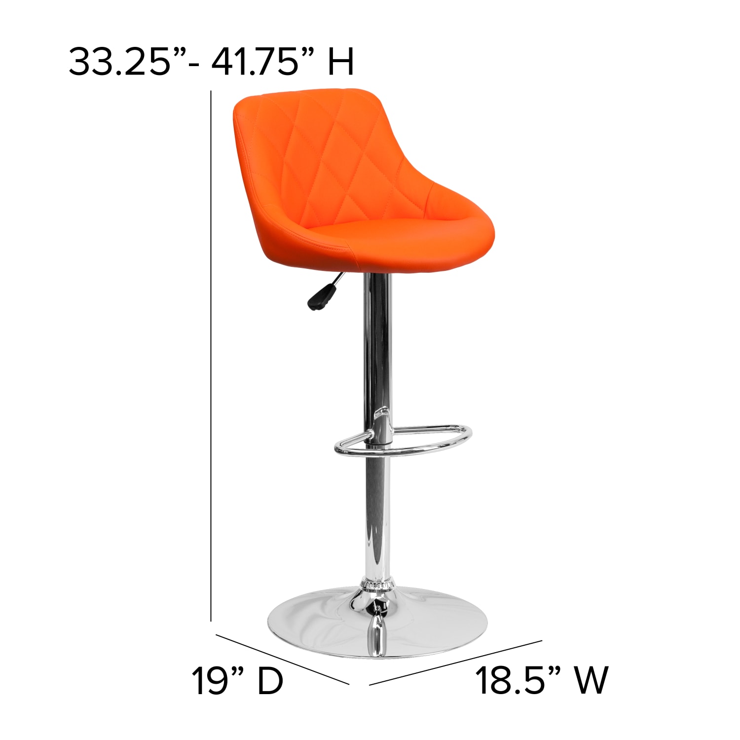 Flash Furniture Contemporary Vinyl Bucket Seat Adjustable Height Barstool with Diamond Pattern Back and Chrome Base Orange PopularChairscom Flash Furniture Contemporary Vinyl Bucket Seat Adjustable Height Barstool with Diamond Pattern Back and Chrome Base Orange PopularChairscom
