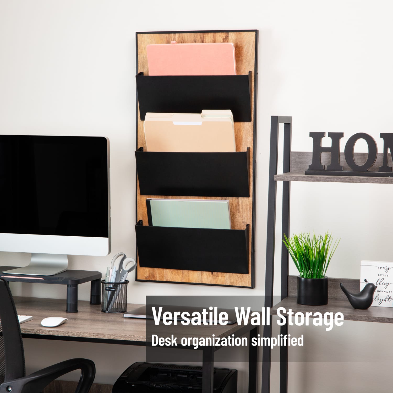 Mind Reader 3-Tier Wall-Mounted File Organizer, 32-1/4inH x 16inW x 3inD, Black - Image 3