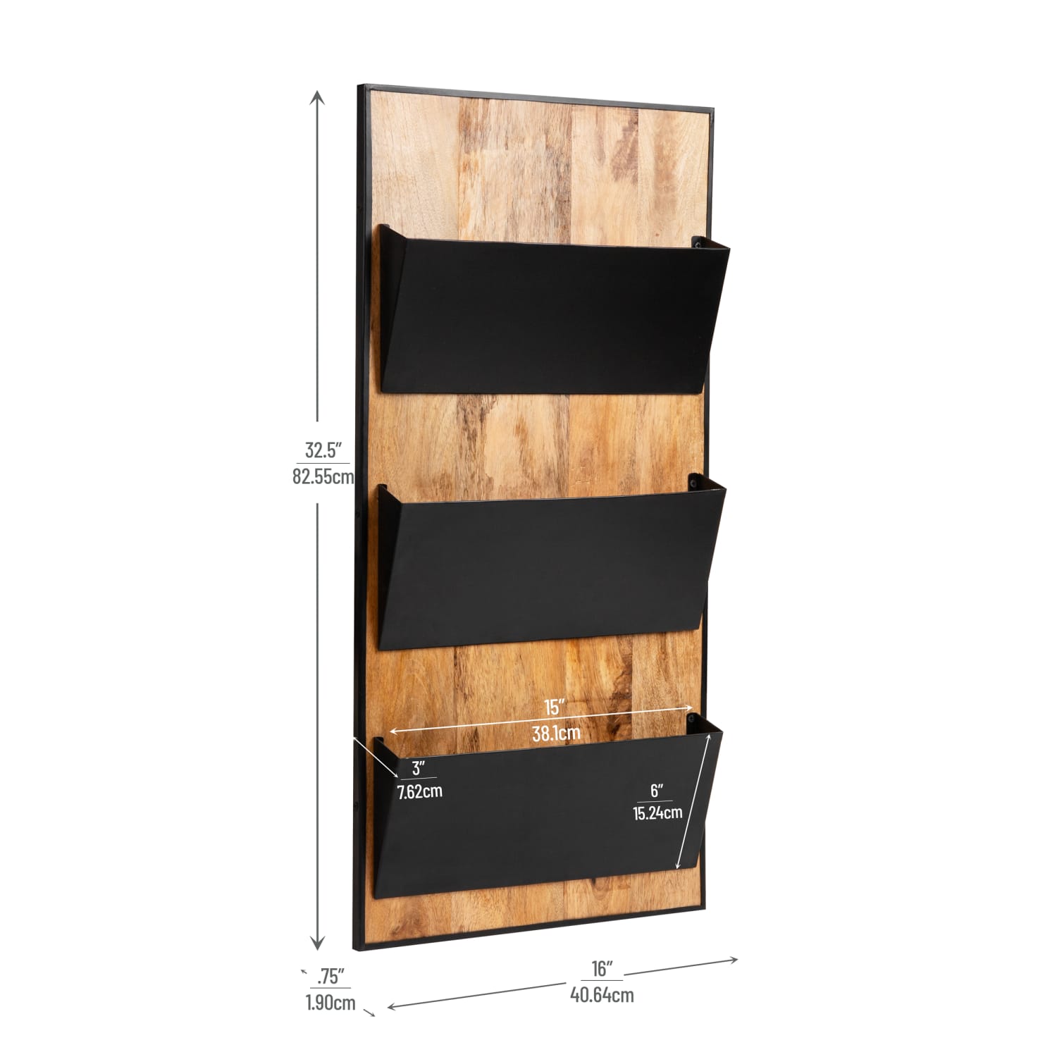 Mind Reader 3-Tier Wall-Mounted File Organizer, 32-1/4inH x 16inW x 3inD, Black - Image 4