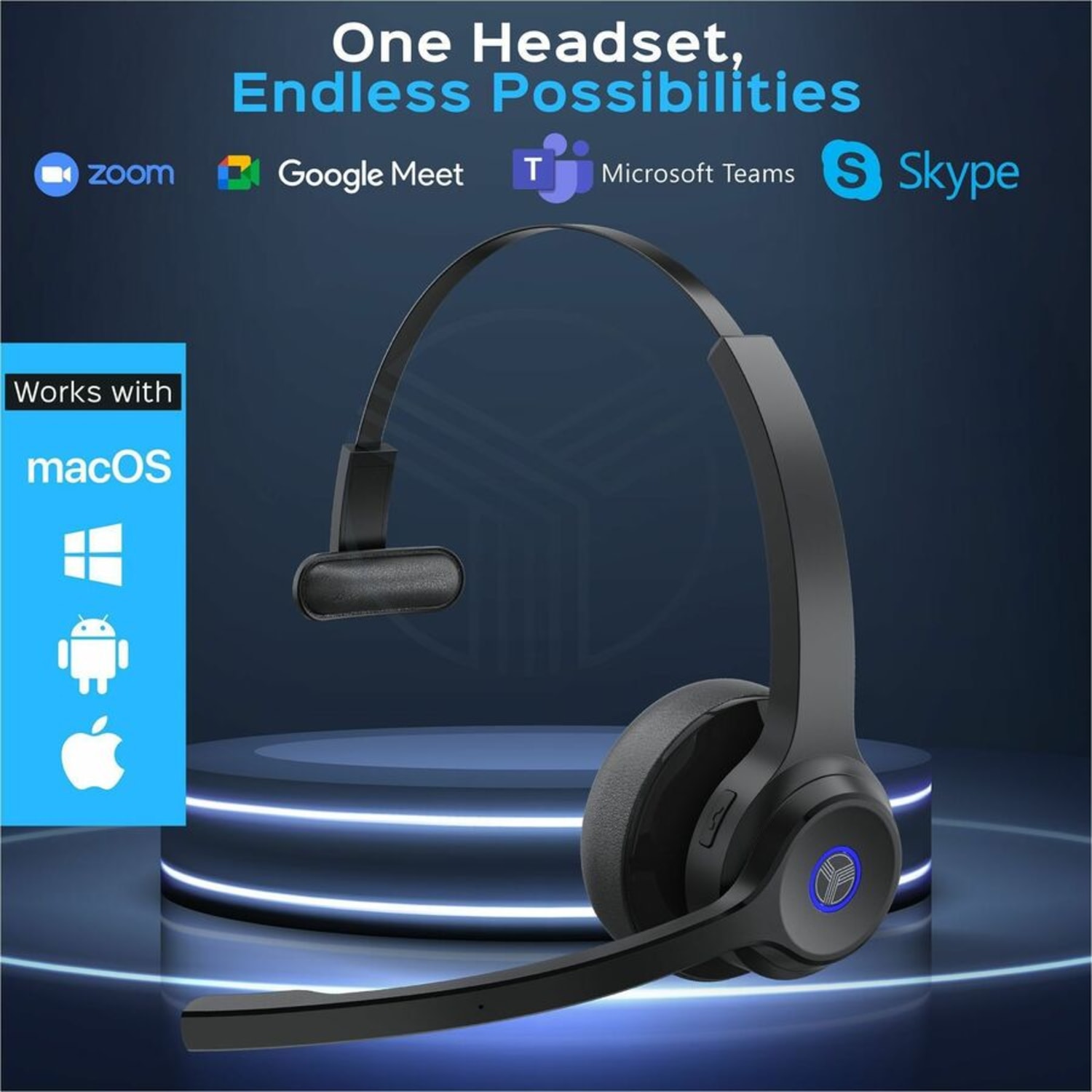 TREBLAB C7 - Single Ear Bluetooth Headset with Mic, Bluetooth 5.4, 45H Playtime, Type-C Fast Charging, IPX4 Waterproof - Wireless Bluetooth Headset - Image 3