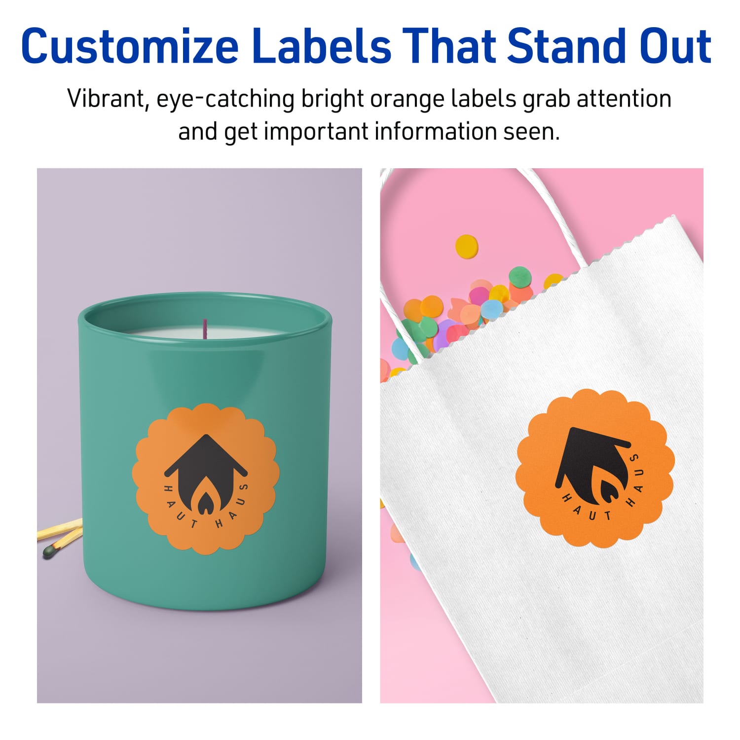 Avery Print-To-The-Edge Labels With Sure Feed Technology, 94516-BOP10, Round Scalloped, 2-1/2in, Matte Bright Orange, Pack of 90 - Image 4