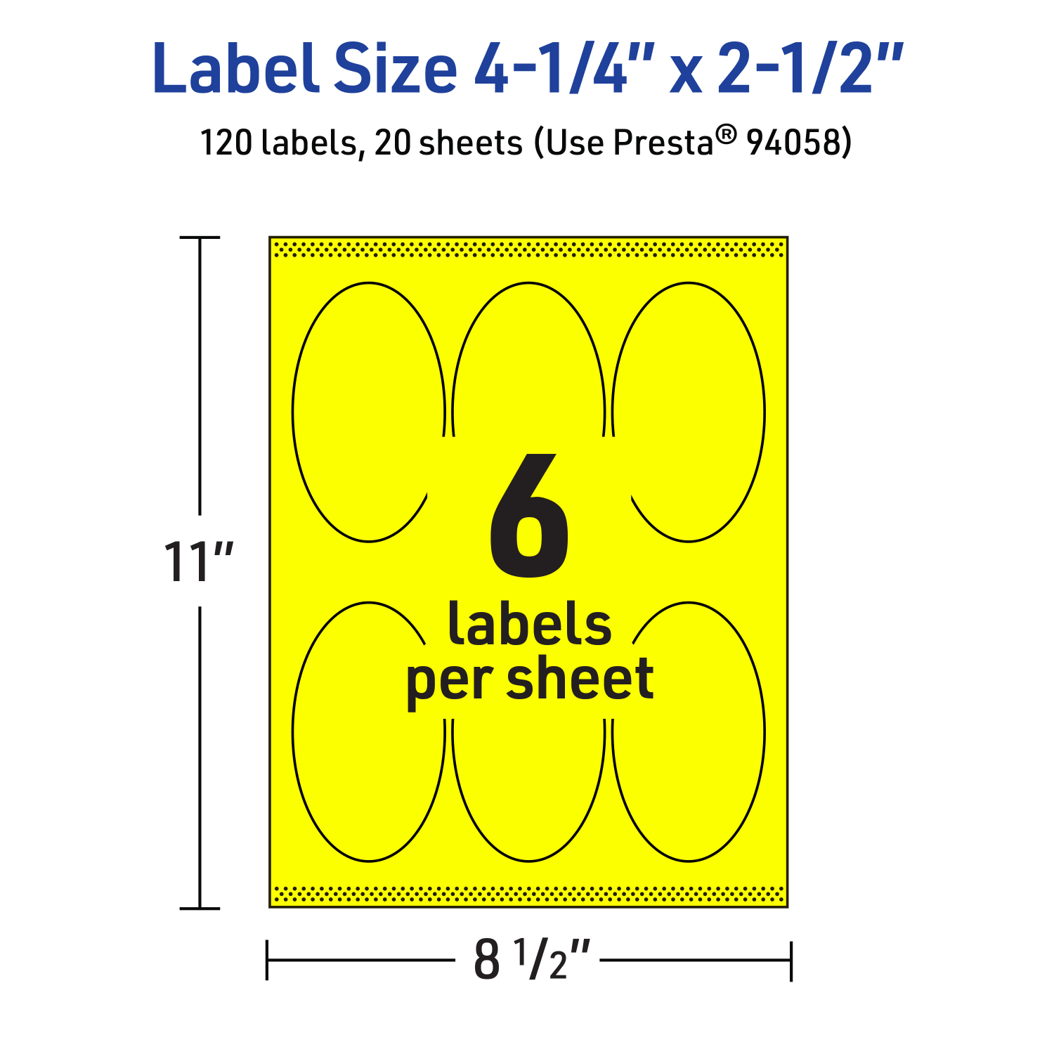 Avery Printable Labels With Sure Feed Technology, 94058-NYP20, Oval, 4-1/4in x 2-1/2in, Matte Neon Yellow, Pack of 120 - Image 6