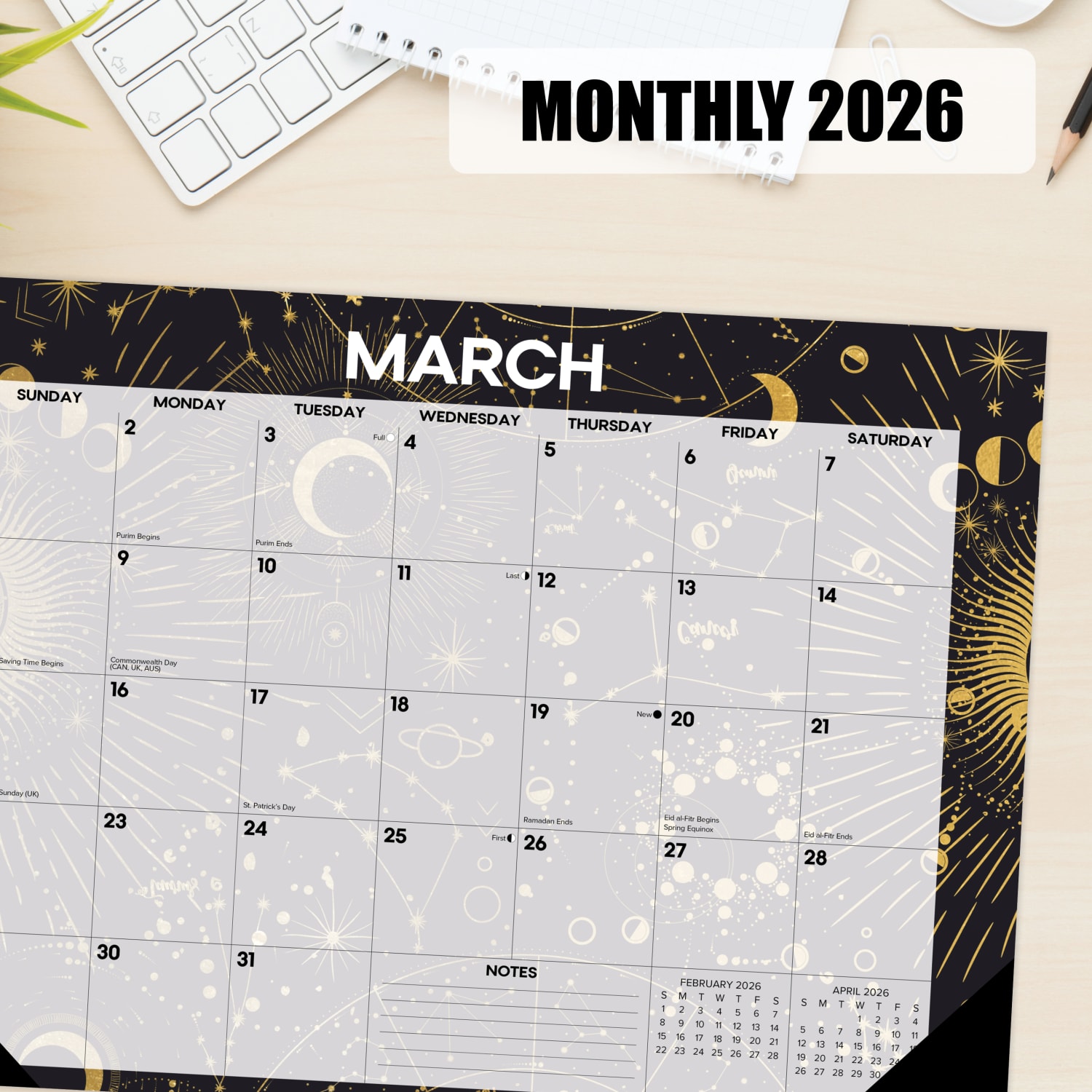 2026 Willow Creek Press Monthly Desk Pad Calendar, 12in x 17in, Celestial, January To December, 57100 - Image 4