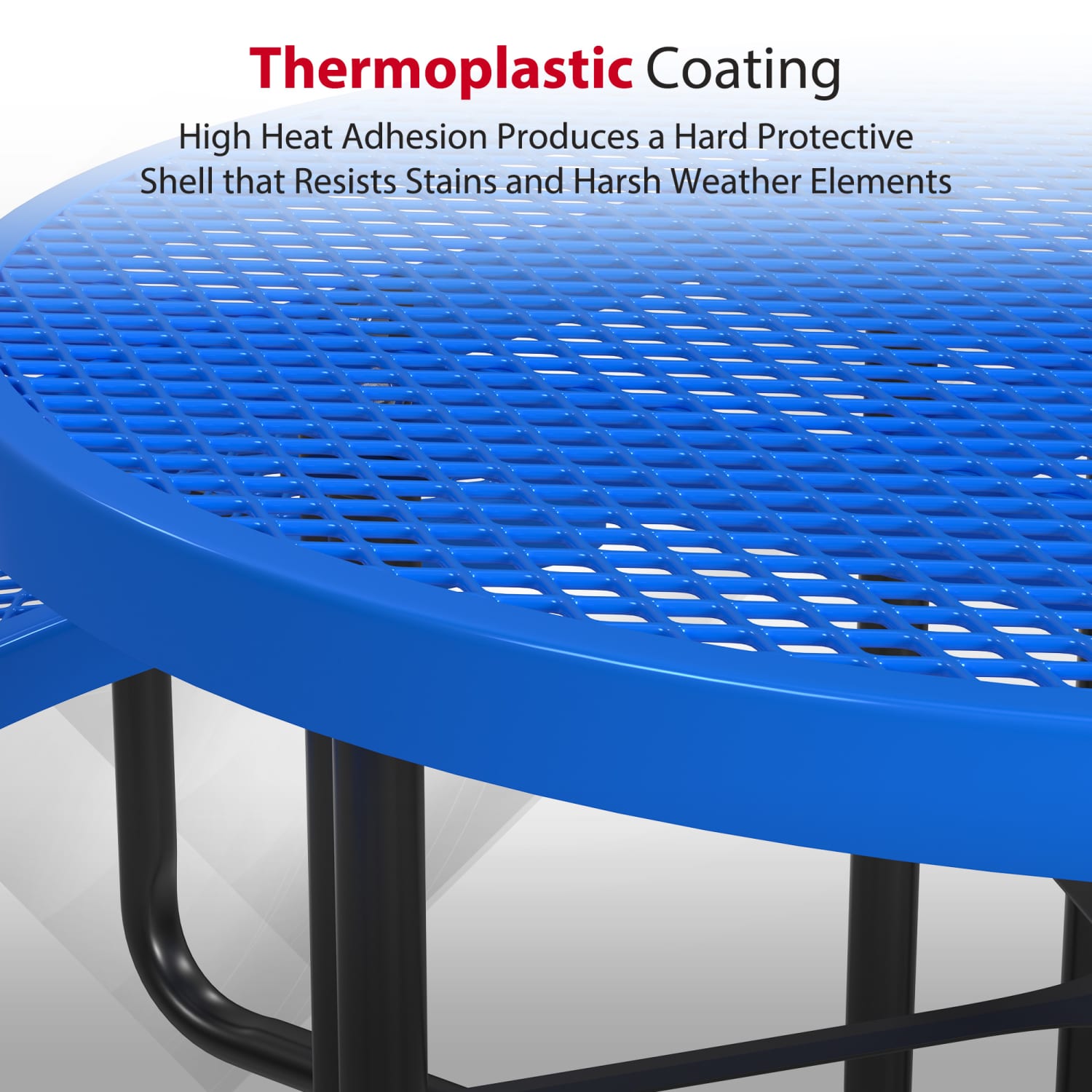 Leisure Craft Round Outdoor Picnic Table, 29-1/4inH x 81inW x 81inD, Black/Blue - Image 5