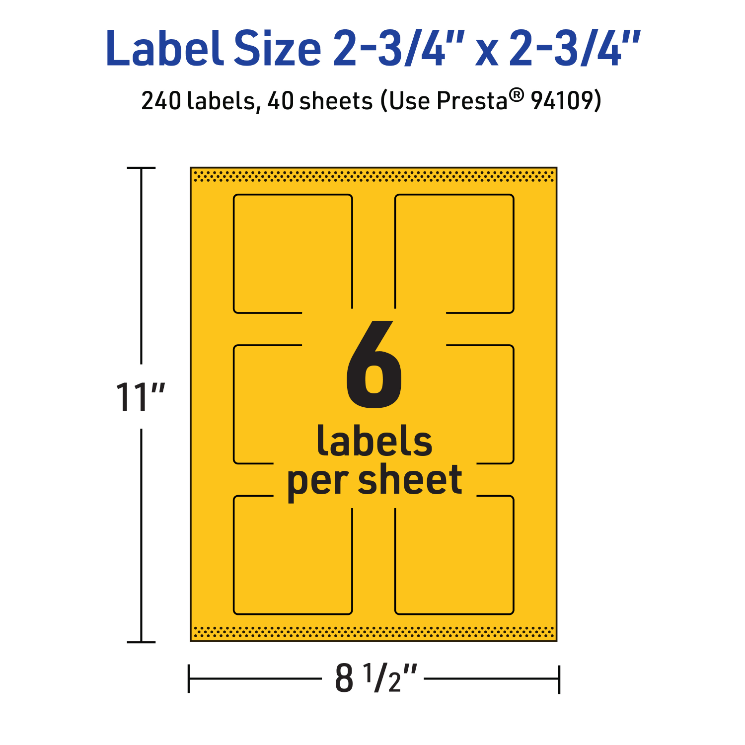 Avery Print-To-The-Edge Labels With Sure Feed Technology And Easy Peel, 94109-BYP40, Square, 2-3/4in x 2-3/4in, Matte Bright Yellow, Pack of 240 - Image 6