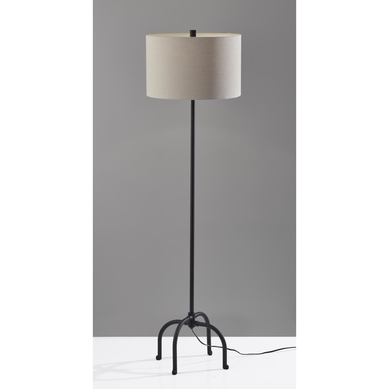 Adesso Silos Wrought Iron Floor Lamp, 60inH, Beige Shade/Black Base - Image 6