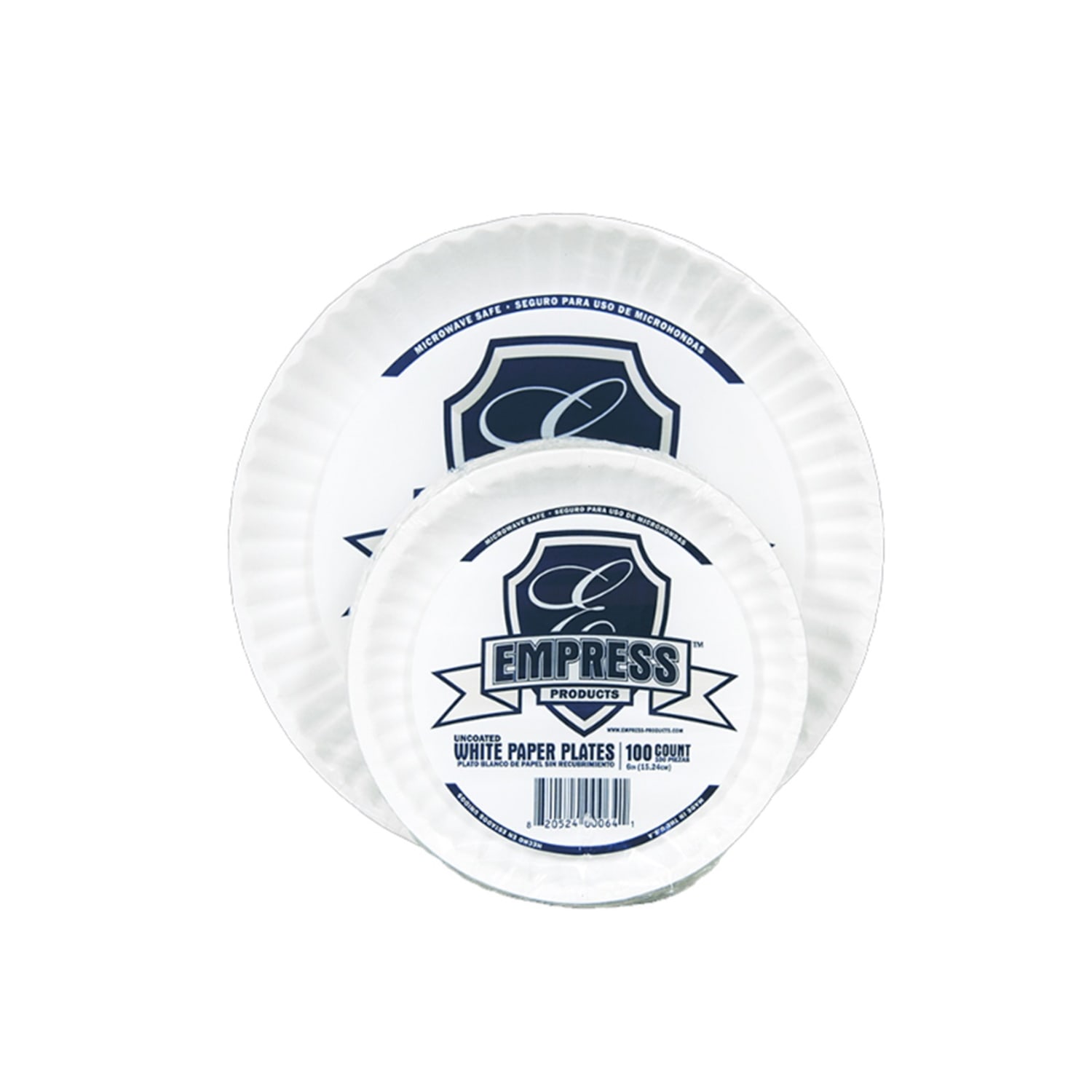 Empress Uncoated Paper Plates, 9in, White, Case Of 1,000 Plates