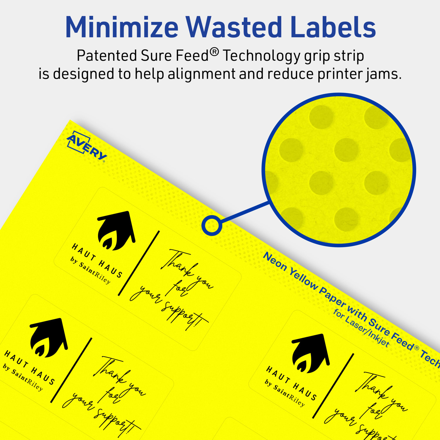 Avery Print-To-The-Edge Labels With Sure Feed Technology And Easy Peel, 94230-NYP80, Rectangle, 1-1/2in x 2-3/4in, Matte Neon Yellow, Pack of 800 - Image 5