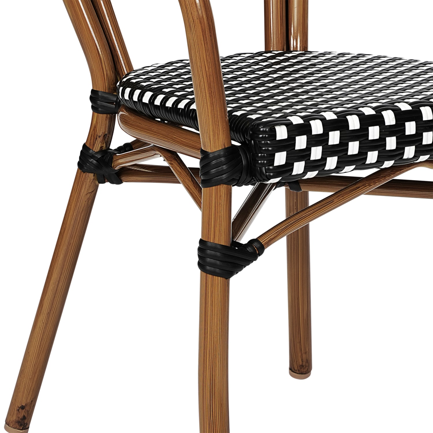 Flash Furniture Lourdes IndoorOutdoor Commercial Thonet Bistro Stacking Chair with Arms PE Rattan and Aluminum Frame Black WhiteNatural Frame PopularChairscom Flash Furniture Lourdes IndoorOutdoor Commercial Thonet Bistro Stacking Chair with Arms PE Rattan and Aluminum Frame Black WhiteNatural Frame PopularChairscom