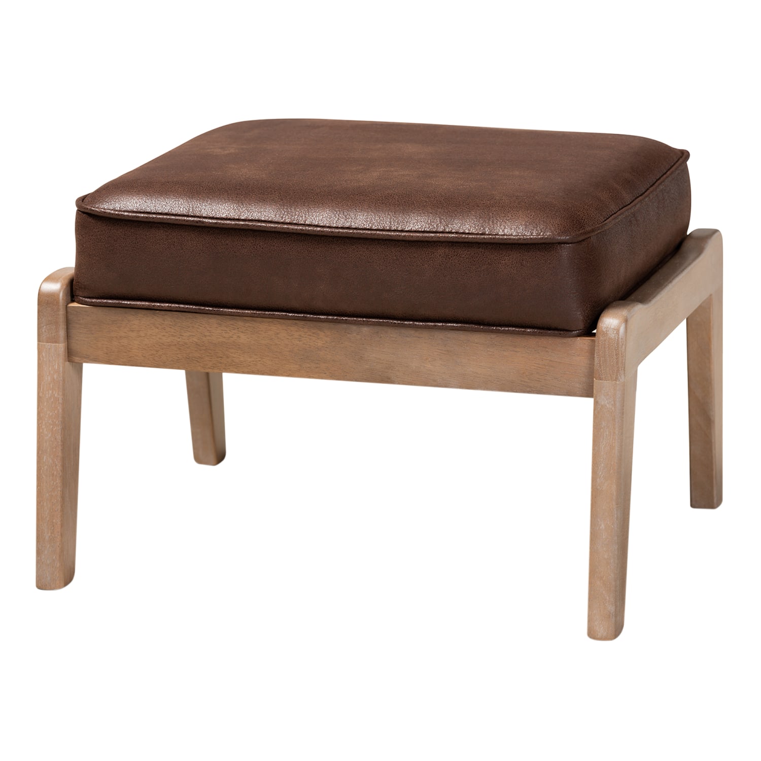 Baxton Studio Sigrid Ottoman, Dark Brown