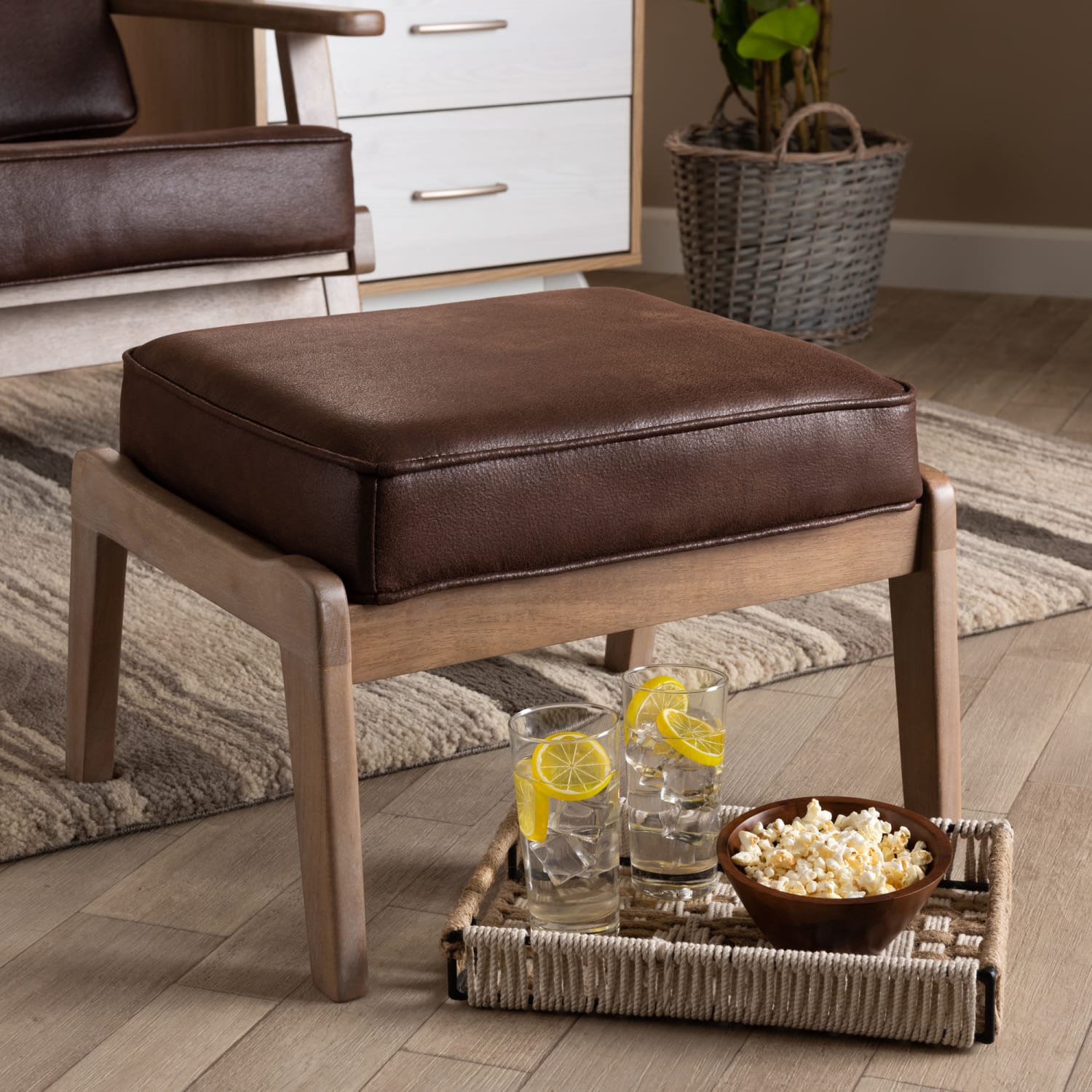 Baxton Studio Sigrid Ottoman, Dark Brown - Image 6