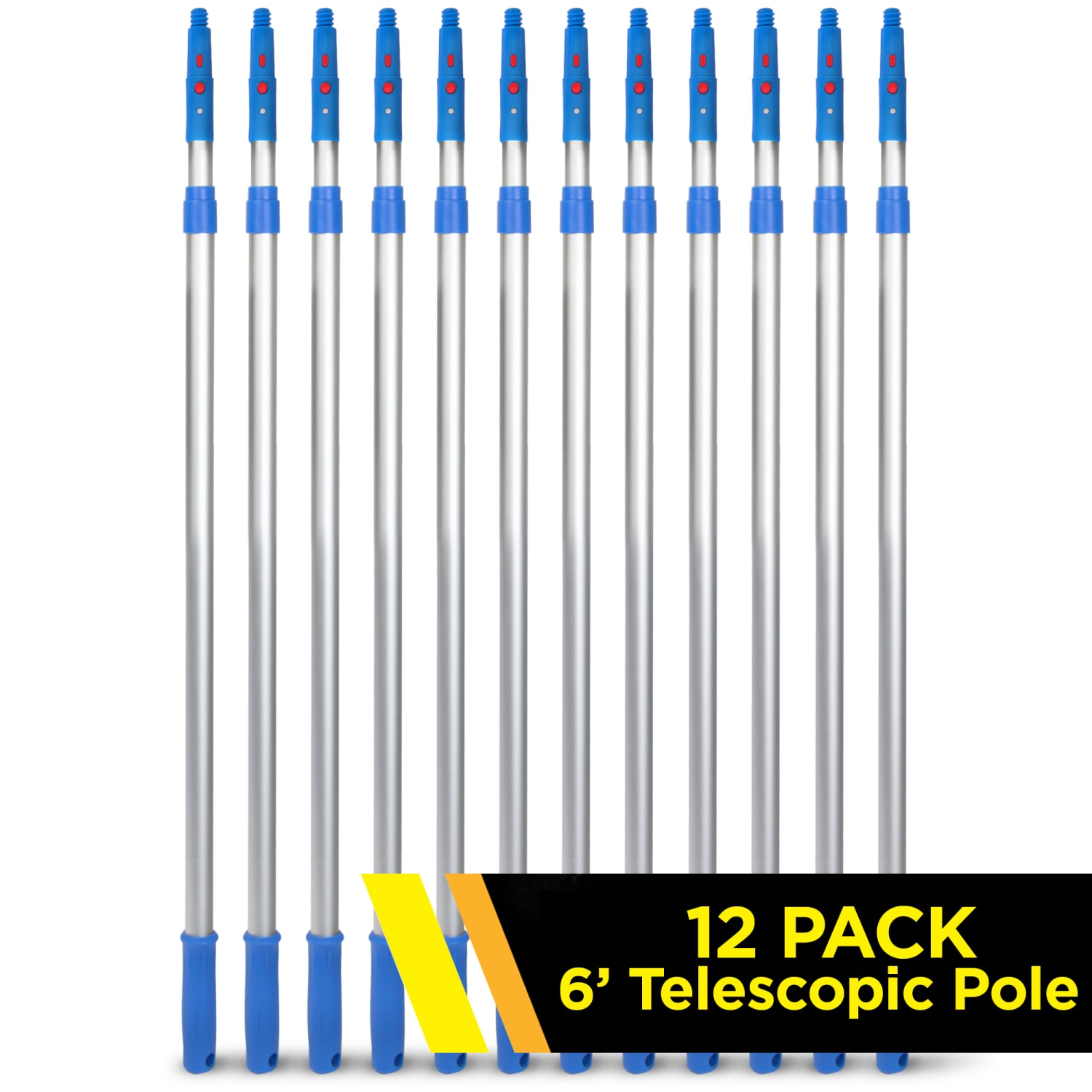Gritt Commercial Telescopic Poles, 6ft, Blue/Silver, Pack Of 12 Poles - Image 3