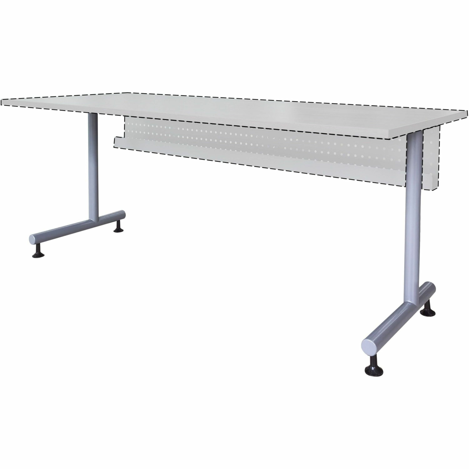 Lorell Invent Training Table Components - Silver C-leg Base - 2 Legs - 28.50in Height x 5in Width x 22in Depth - Training - Assembly Required - 2 / Set - Image 3