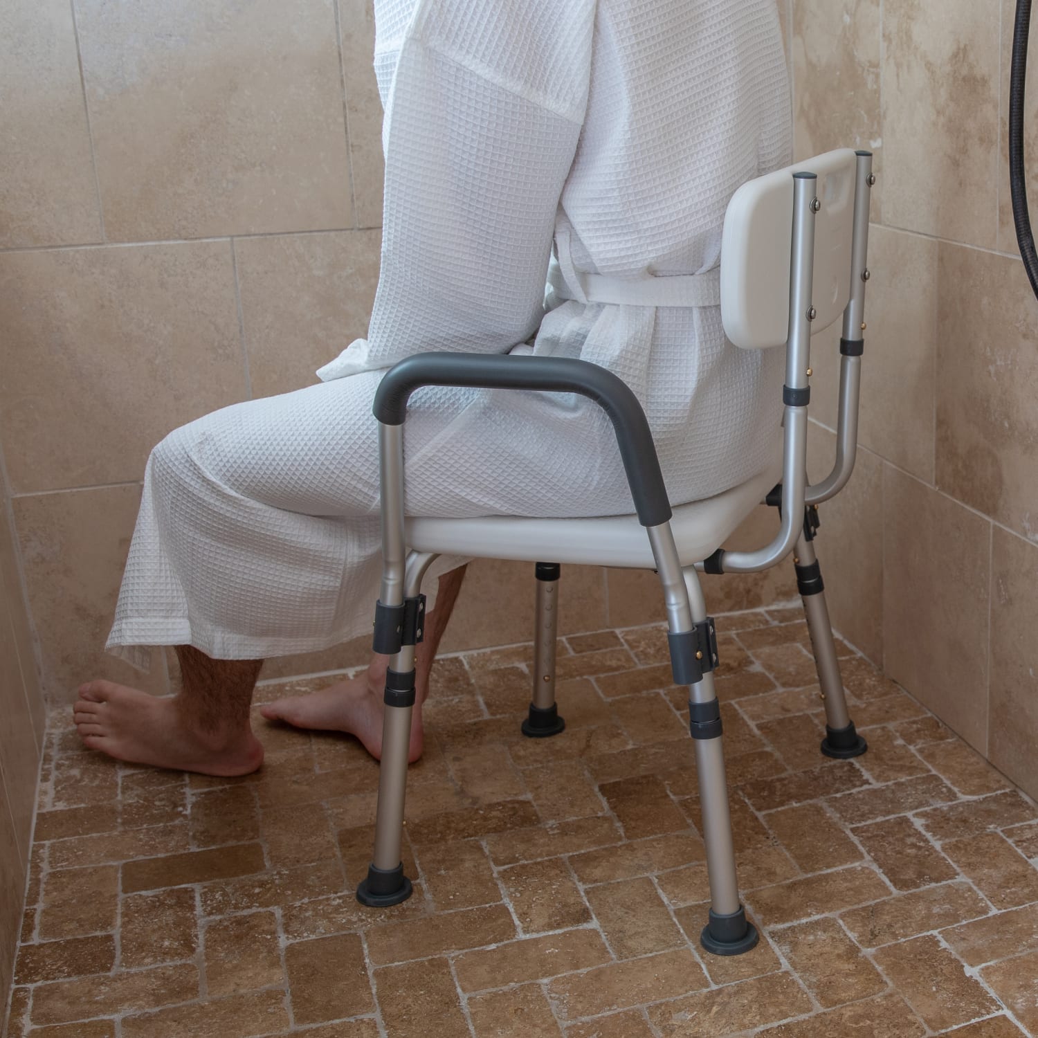 Flash Furniture Hercules Adjustable Bath And Shower Chair With Quick-Release Back And Arms, 34-3/4inH x 20-3/4inW x 19-3/4inD, Gray - Image 3