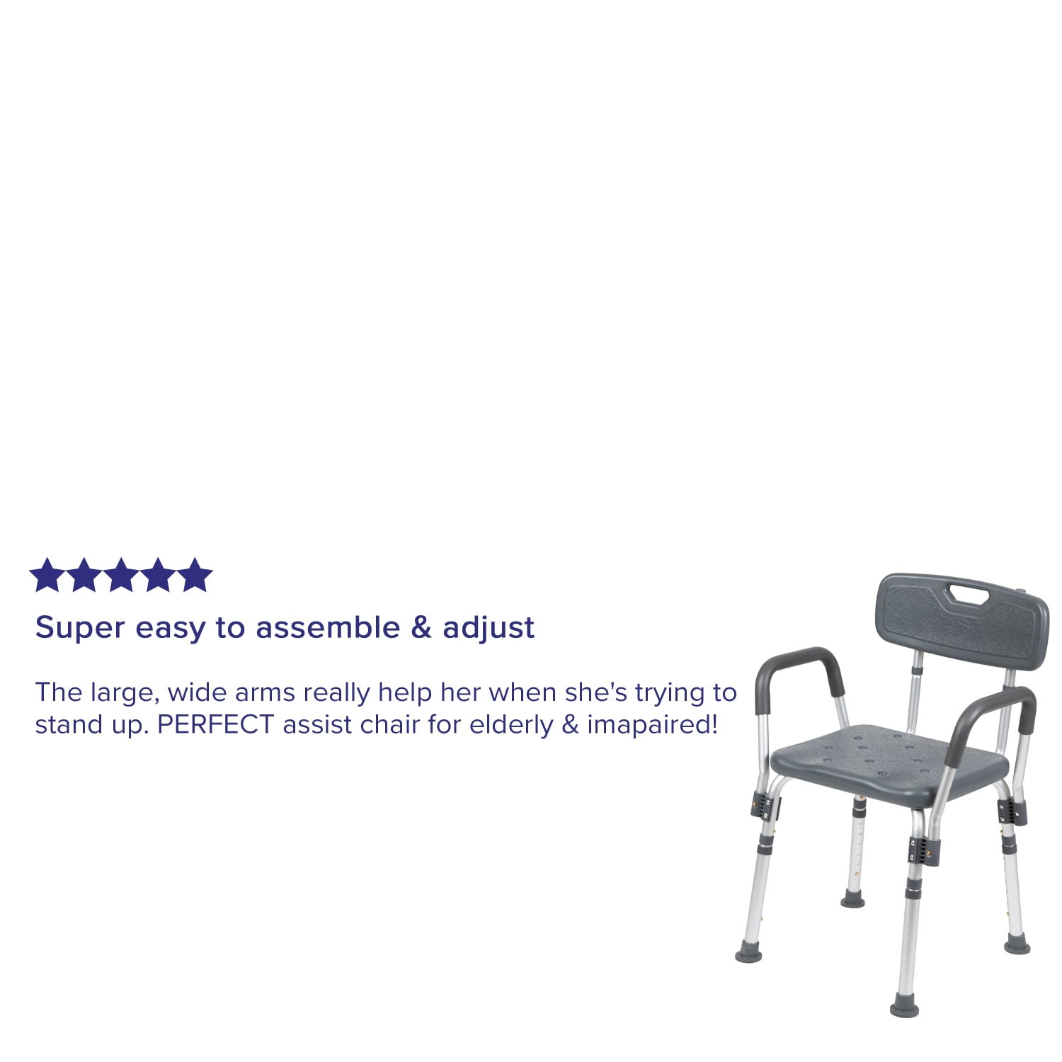 Flash Furniture Hercules Adjustable Bath And Shower Chair With Quick-Release Back And Arms, 34-3/4inH x 20-3/4inW x 19-3/4inD, Gray - Image 6