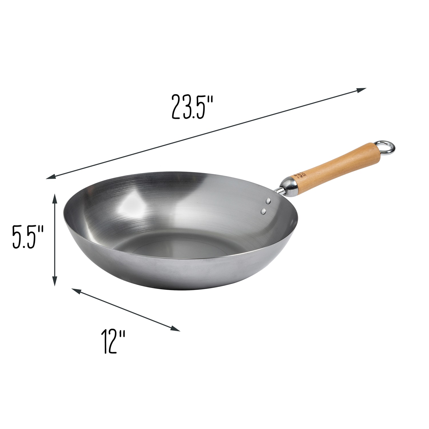 Joyce Chen Classic Series Carbon Steel Stir Fry Pan With Birch Handle, 12in, Silver - Image 5