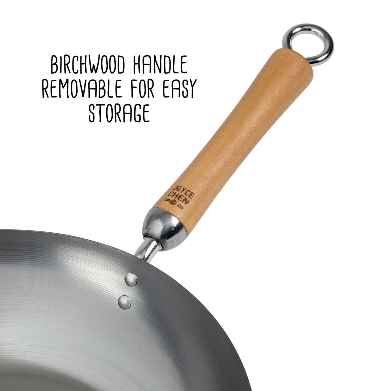 Joyce Chen Classic Series Carbon Steel Stir Fry Pan With Birch Handle, 12in, Silver - Image 6