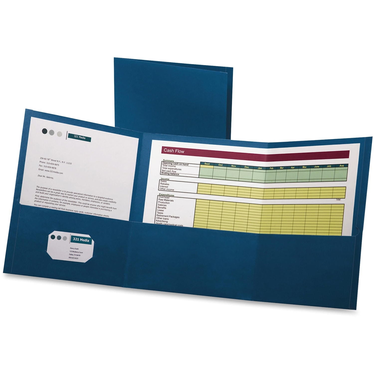 Oxford Tri-Fold Executive Pocket Folders, Letter Size, Blue, Pack Of 20 - Image 3