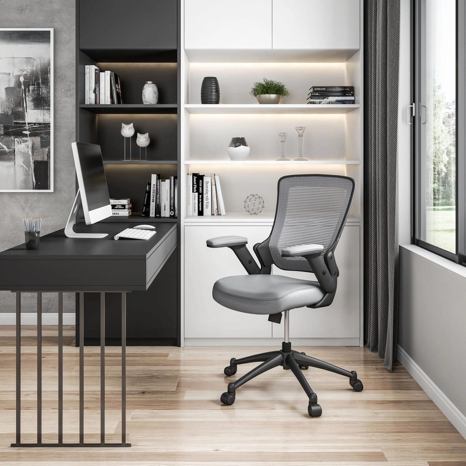 Techni Mobili Ergonomic Mesh Mid-Back Task Chair, Gray - Image 3