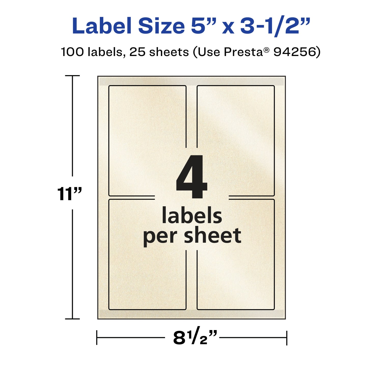 Avery Pearlized Permanent Labels With Sure Feed, 94256-PIP25, Rectangle, 5in x 3-1/2in, Ivory, Pack Of 100 Labels - Image 6