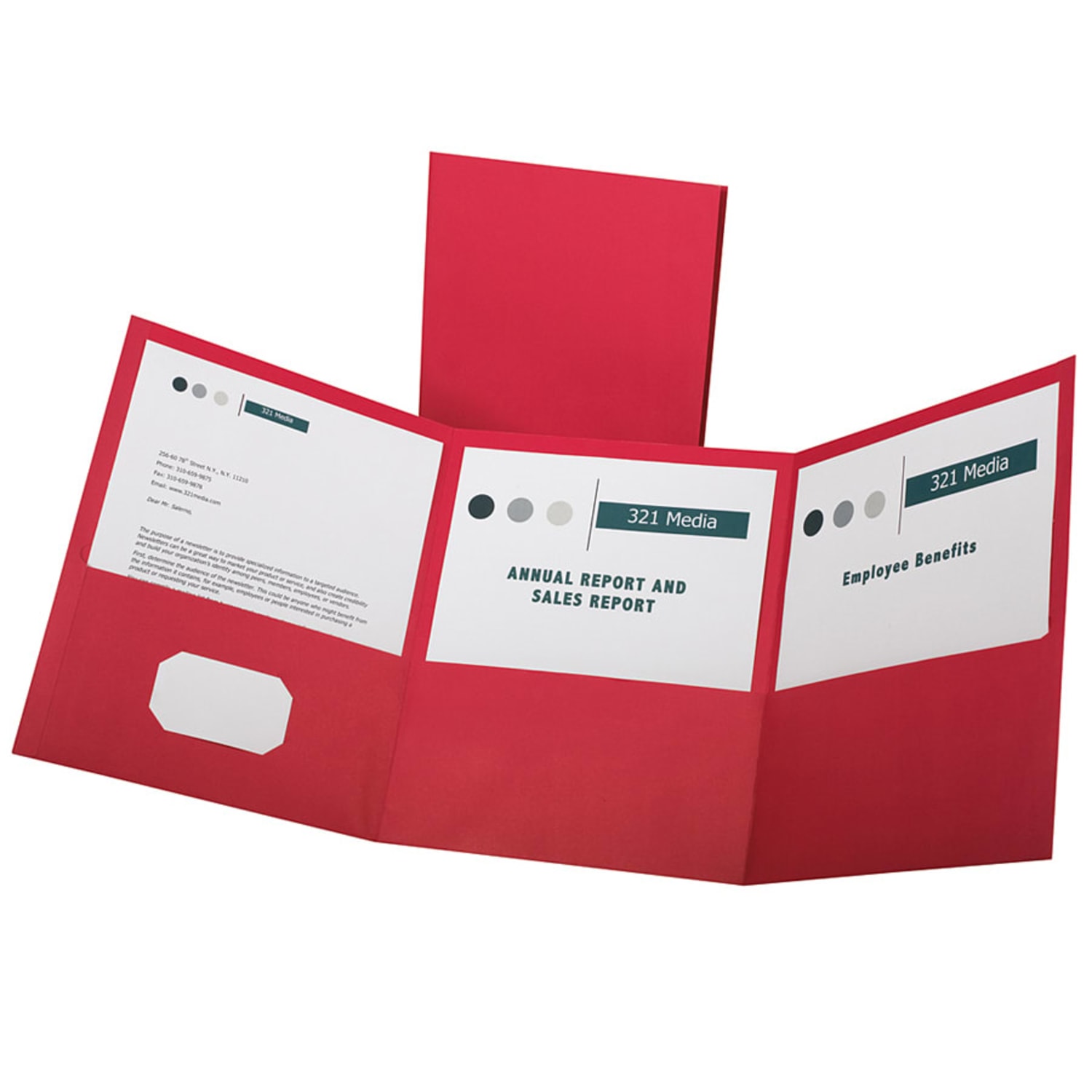 Oxford Tri-Fold Executive Pocket Folders, Letter Size, Red, Pack Of 20