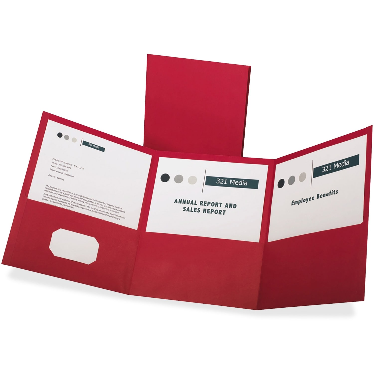 Oxford Tri-Fold Executive Pocket Folders, Letter Size, Red, Pack Of 20 - Image 3