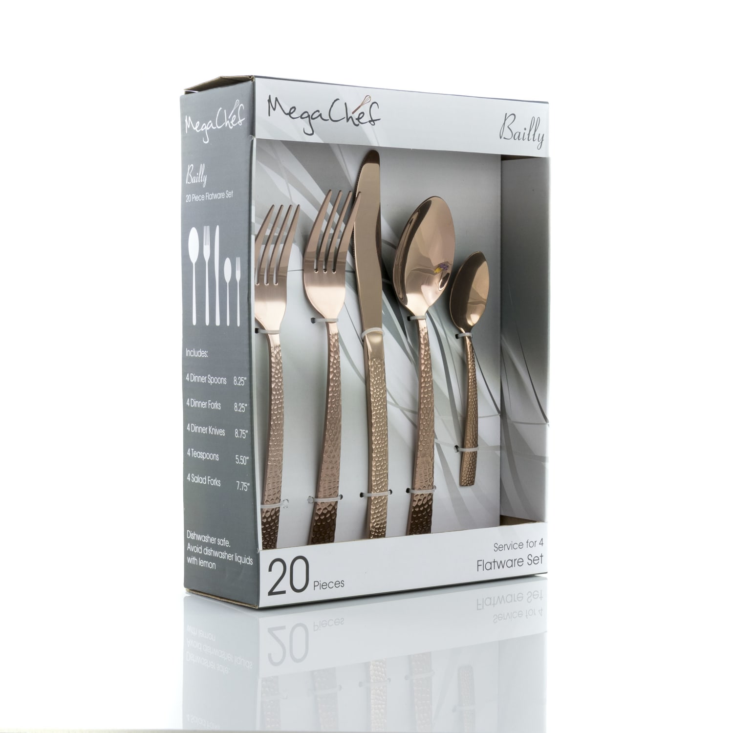 MegaChef Baily 20-Piece Flatware Set, Rose Gold - Image 6
