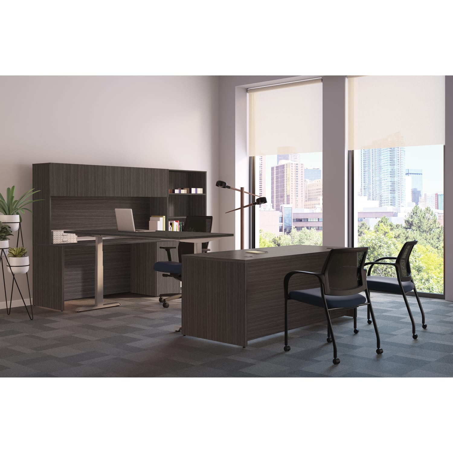 HON Mod 65inH 5-Shelf Bookcase, Slate Teak - Image 3
