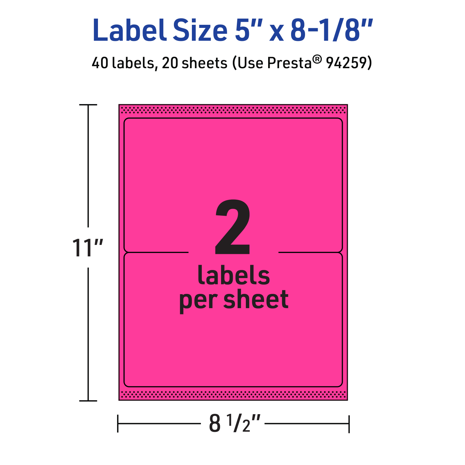 Avery Printable Labels With Sure Feed Technology, 94259-NMP20, Rectangle, 5in x 8-1/8in, Matte Neon Magenta, Pack of 40 - Image 6