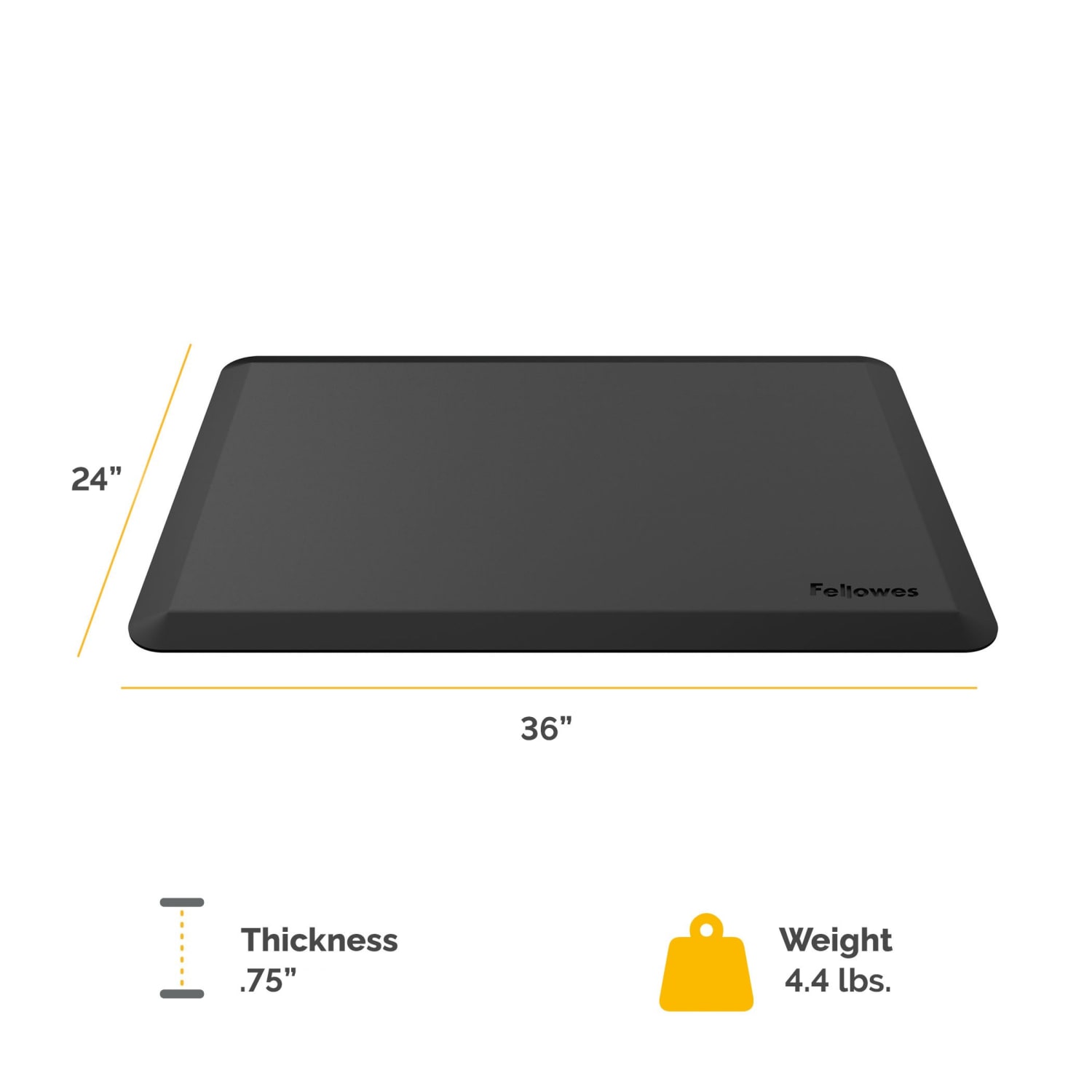 Fellowes Anti-Fatigue Wellness Floor Mat, Rectangular, 36in x 24in, Black - Image 5